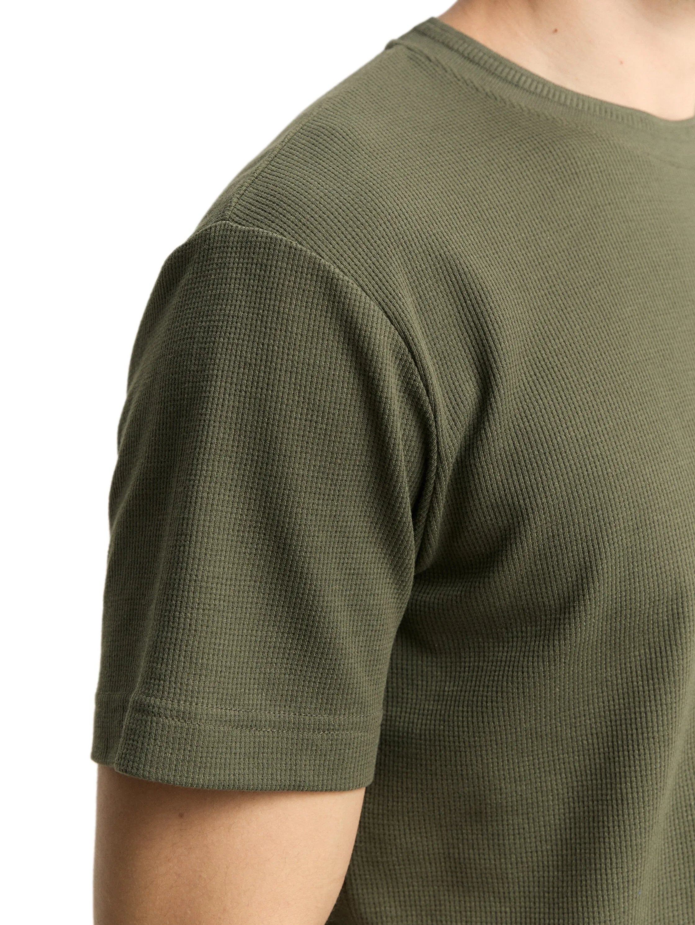 Tom Tailor Deep Forest Green Men T-Shirt with Waffle Texture SKU: 1048599_10920 Image 04