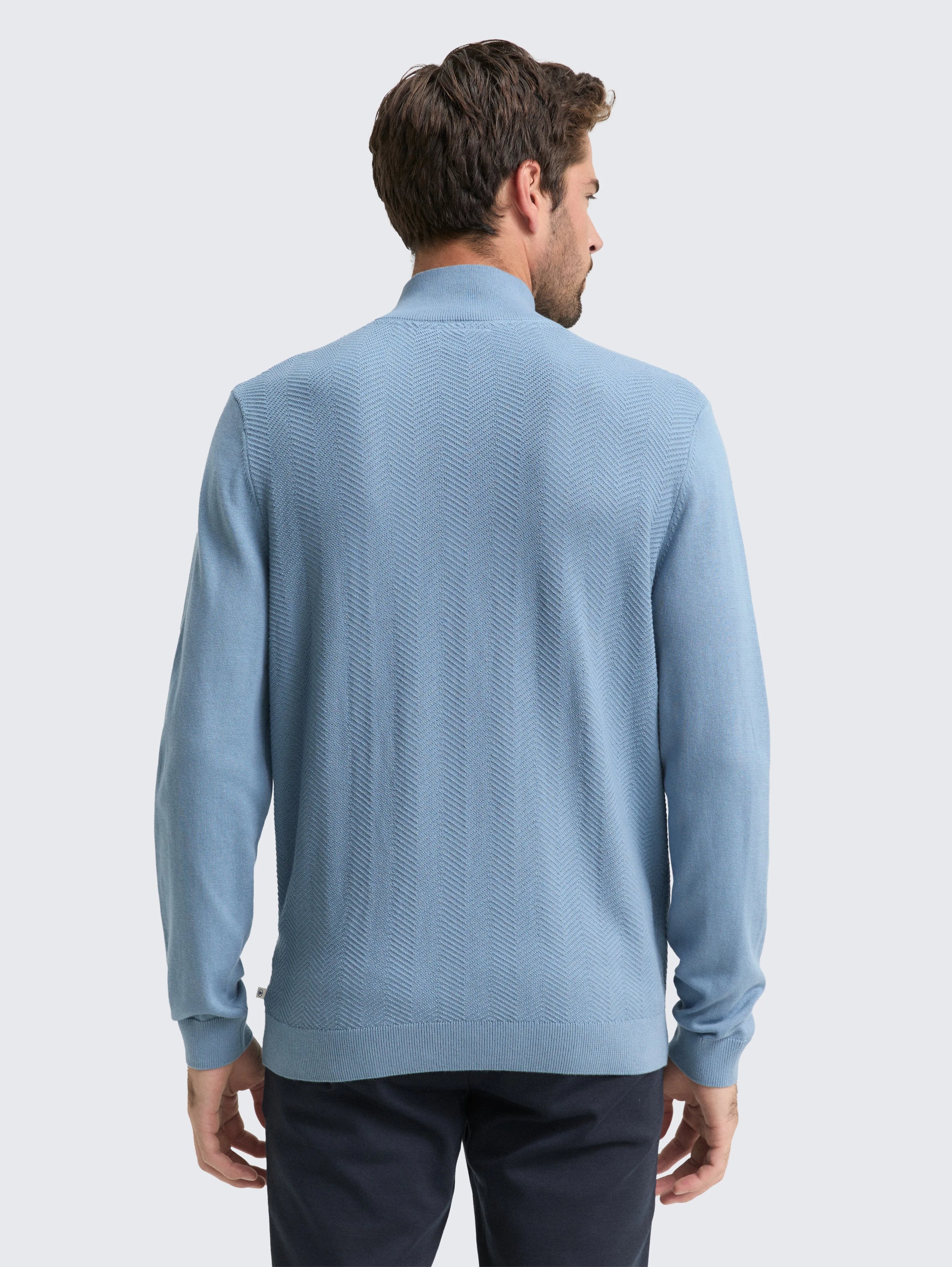 Tom Tailor_Beige_Troyer Knit Jumper with Herringbone Texture_1048722_28800_03
