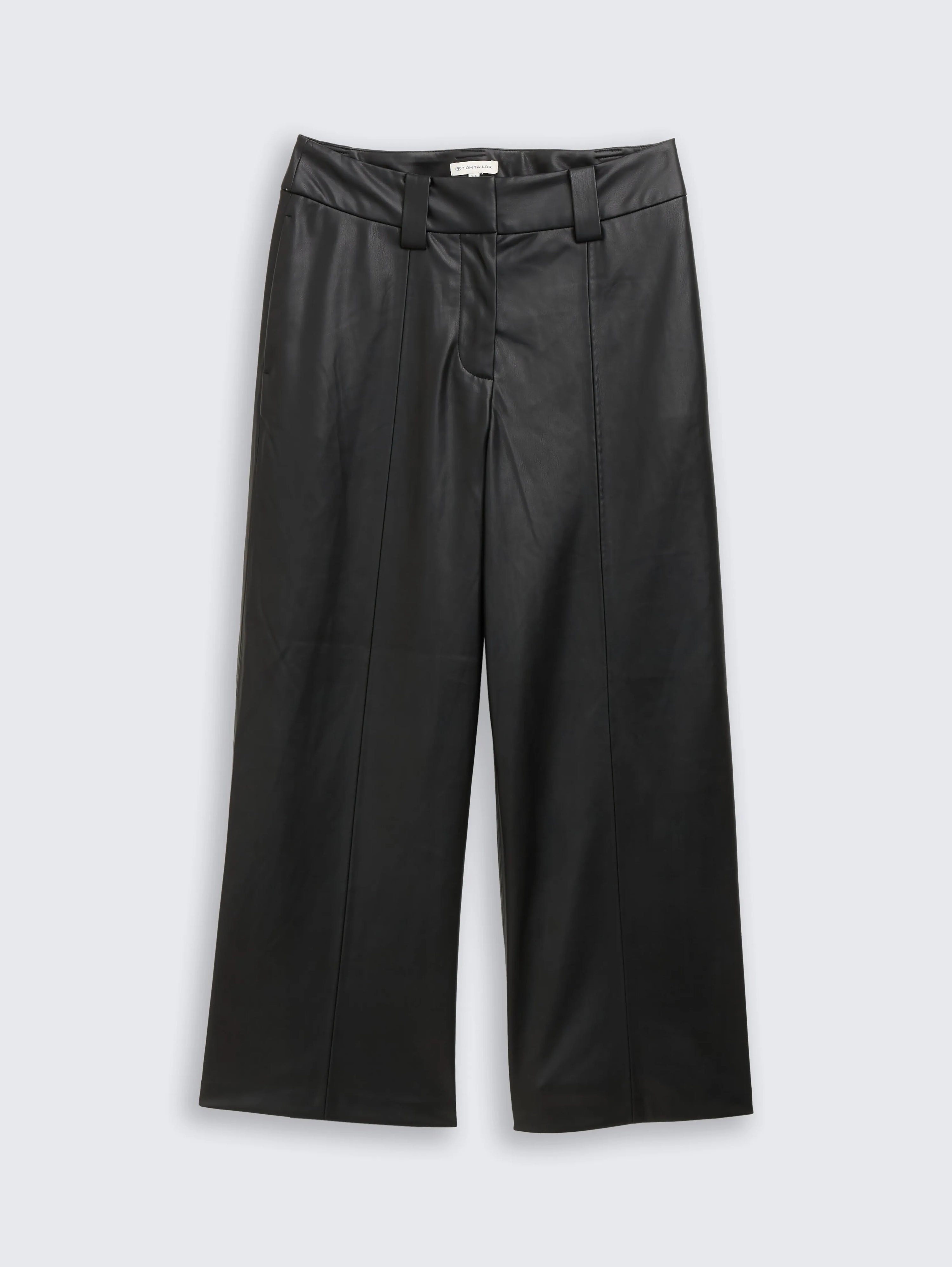 Tom Tailor_Gray_Culotte Trousers in Leather Look_1048846_14482_03