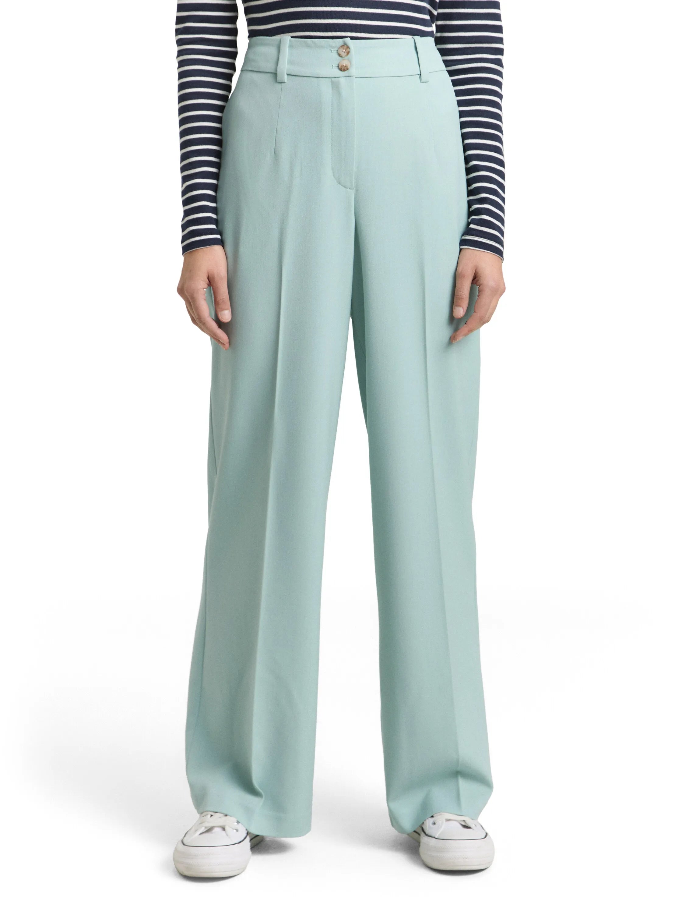 Tom Tailor Blue Haze Melange Women Ttlea Wide Trousers with Crease SKU: 1048856_39627 Image 01