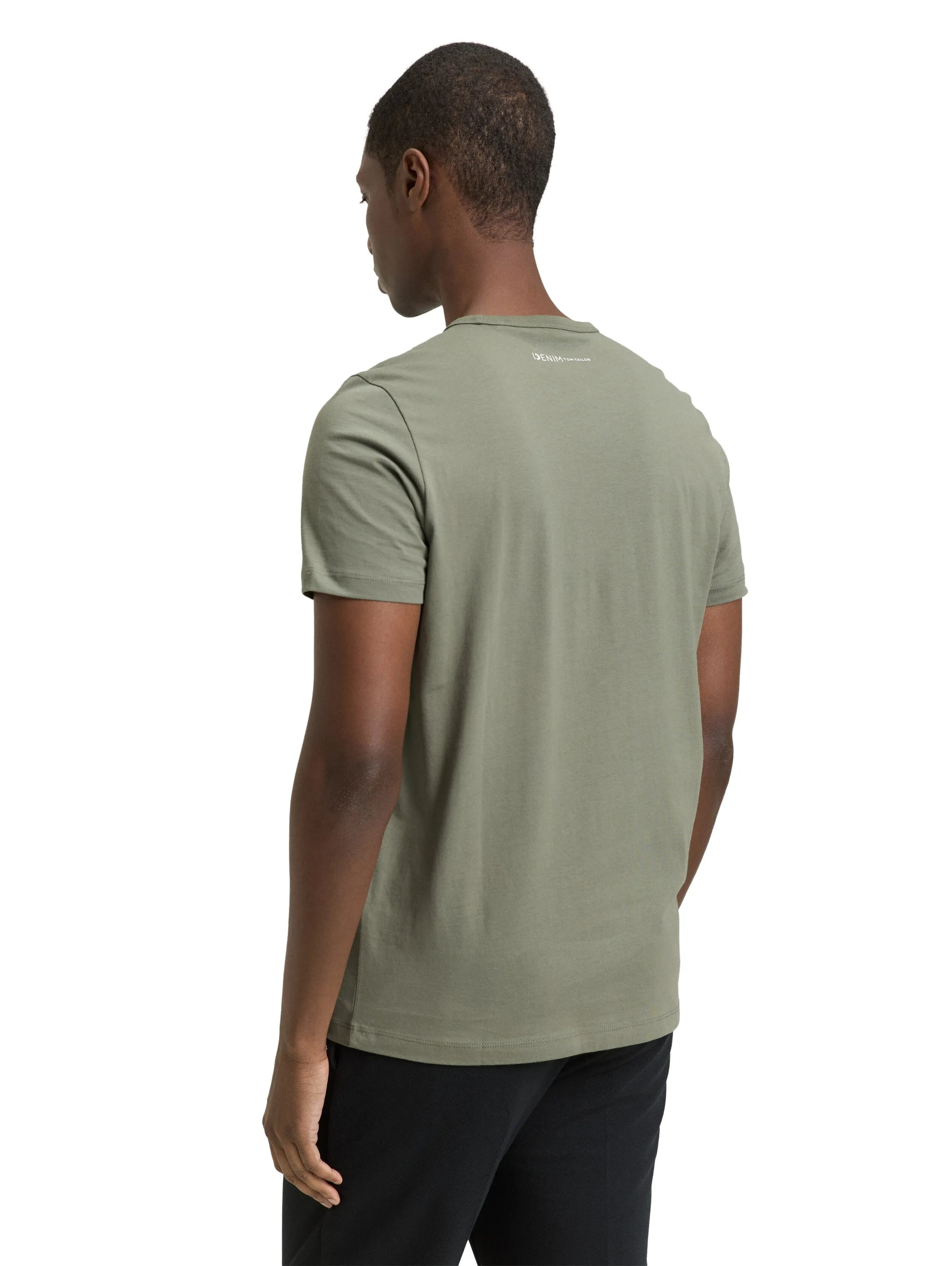 Denim Tom Tailor Dusty Mid Olive Men Slim Fit Cotton T-Shirt SKU: 1048995_15594 Image 02