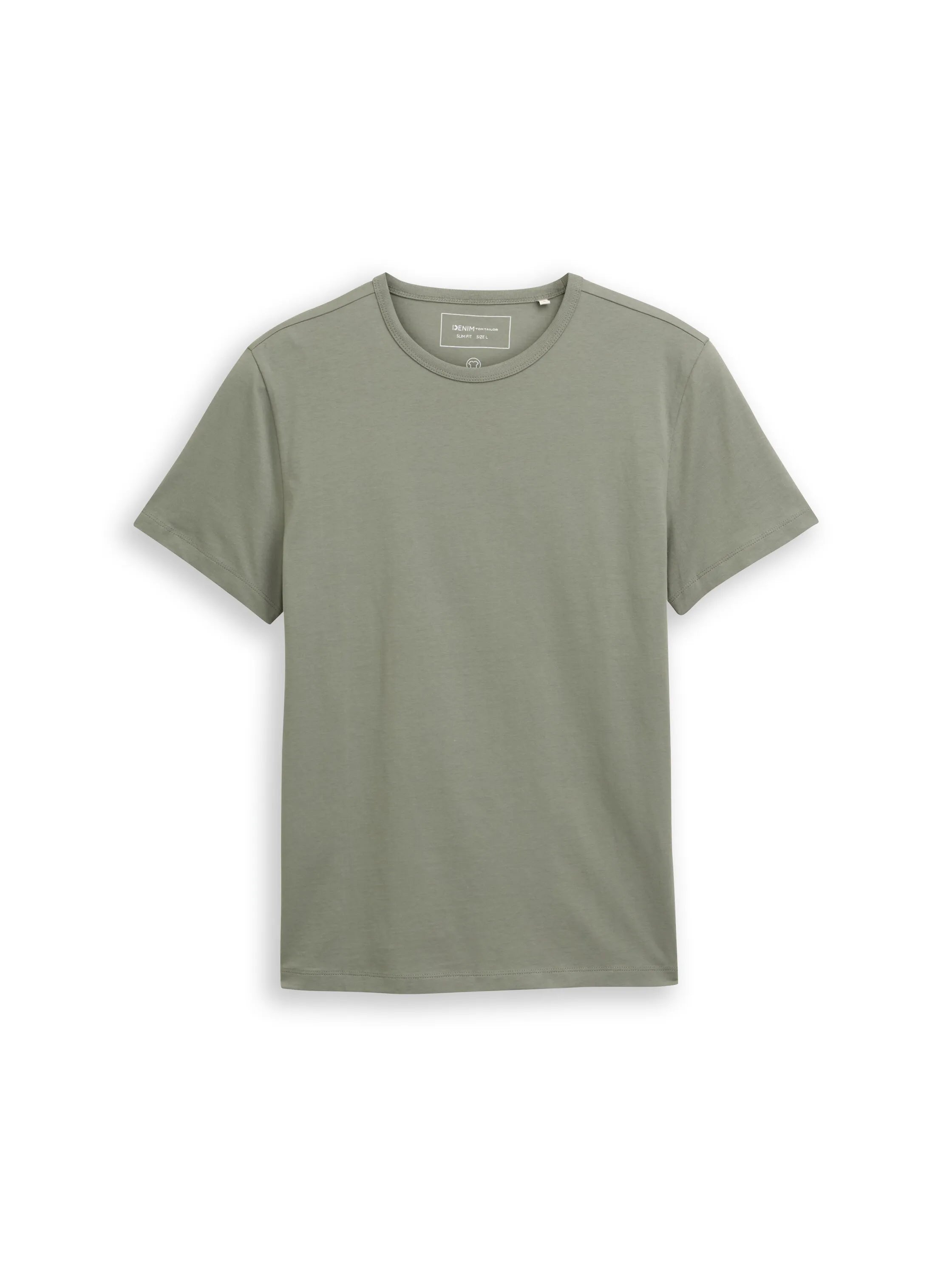 Denim Tom Tailor Dusty Mid Olive Men Slim Fit Cotton T-Shirt SKU: 1048995_15594 Image 06