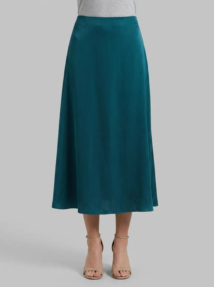 Tom Tailor Deep Meadow Green Women High-Waisted Satin Midi Skirt SKU: 1049008_12818 Image 00