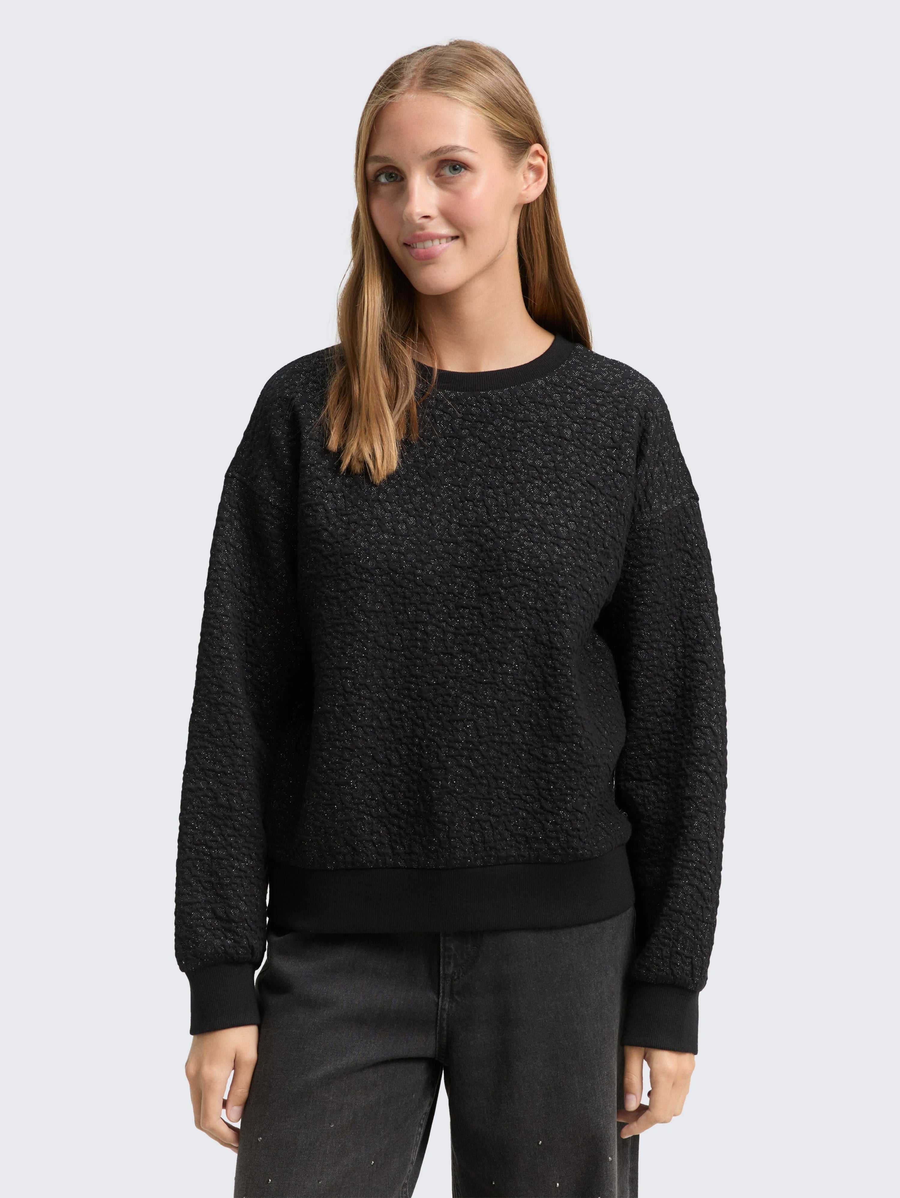 Tom Tailor_0_Sweatshirt with Glitter Effect_1049055_34029_01