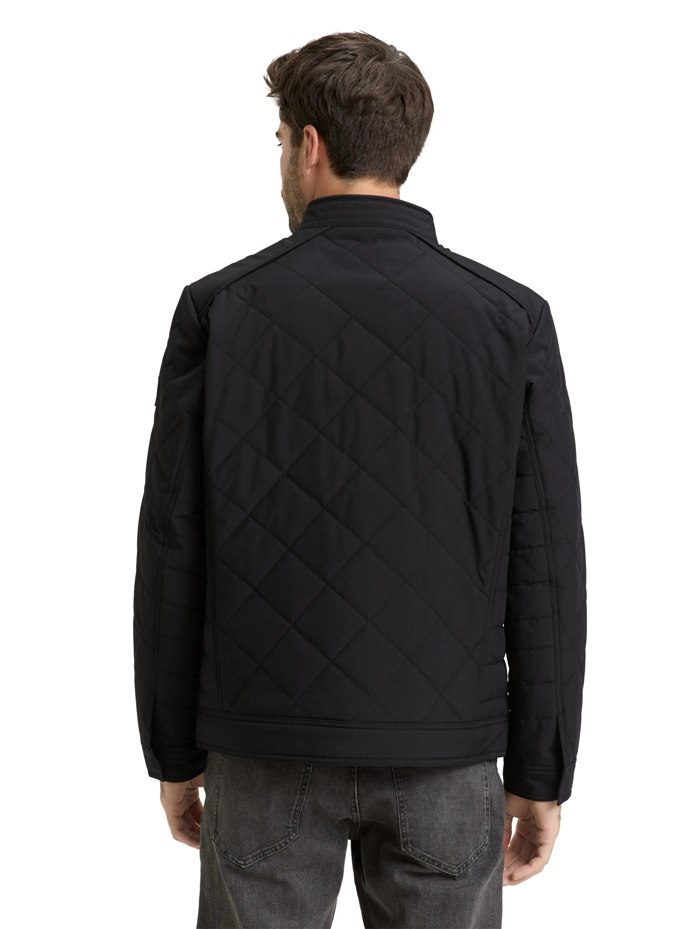 Tom Tailor Black Men Tech Biker Jacket with Stand-Up Collar SKU: 1049471_29999 Image 02