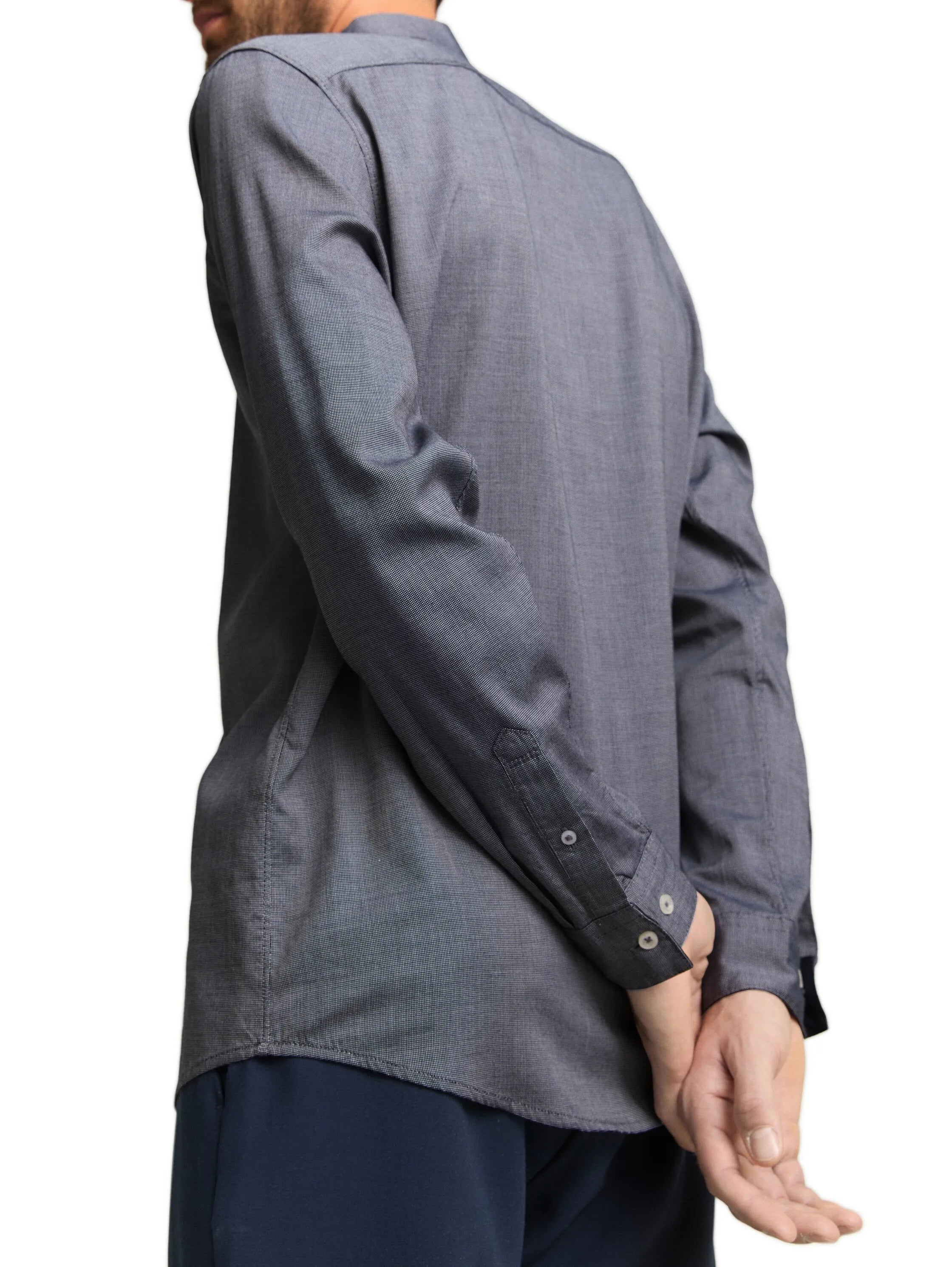 Tom Tailor Navy Structure Men Regular Fit Shirt in Poplin SKU: 1049583_39572 Image 03