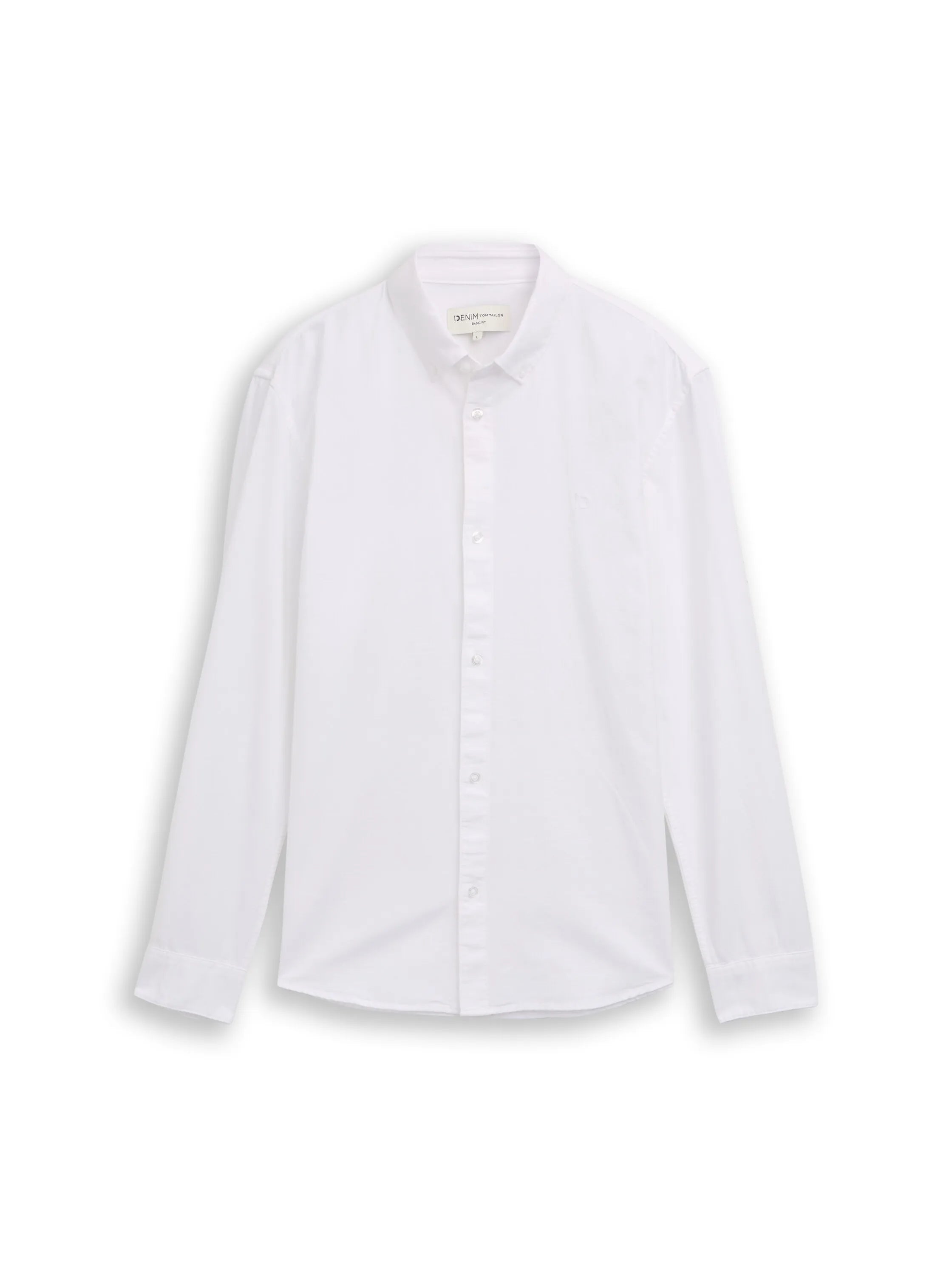 Denim Tom Tailor White Men Oxford Shirt with Logo Embroidery SKU: 1049661_20000 Image 01