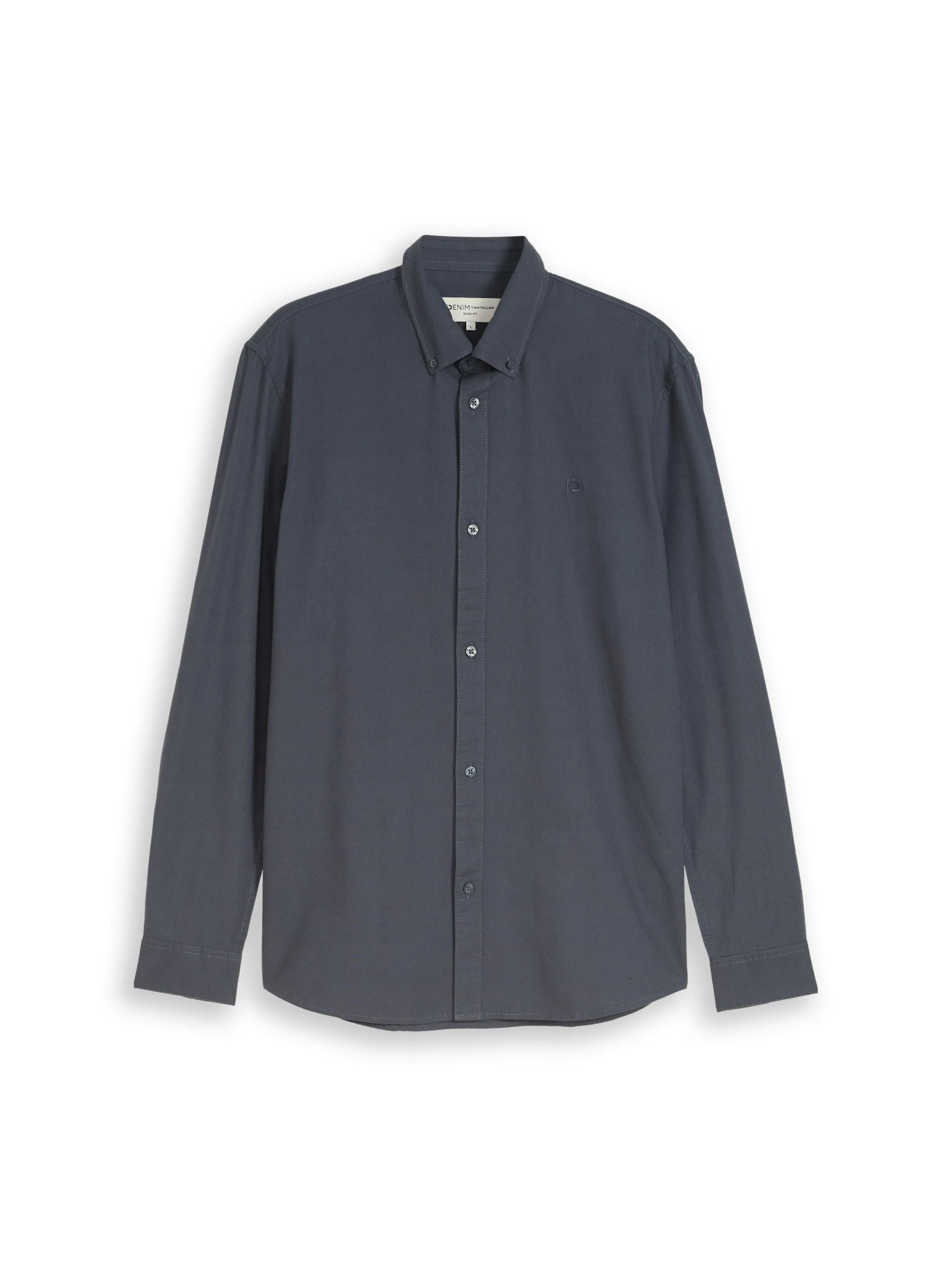 Denim Tom Tailor Urban Medium Grey Men Oxford Shirt with Logo Embroidery SKU: 1049661_21756 Image 01