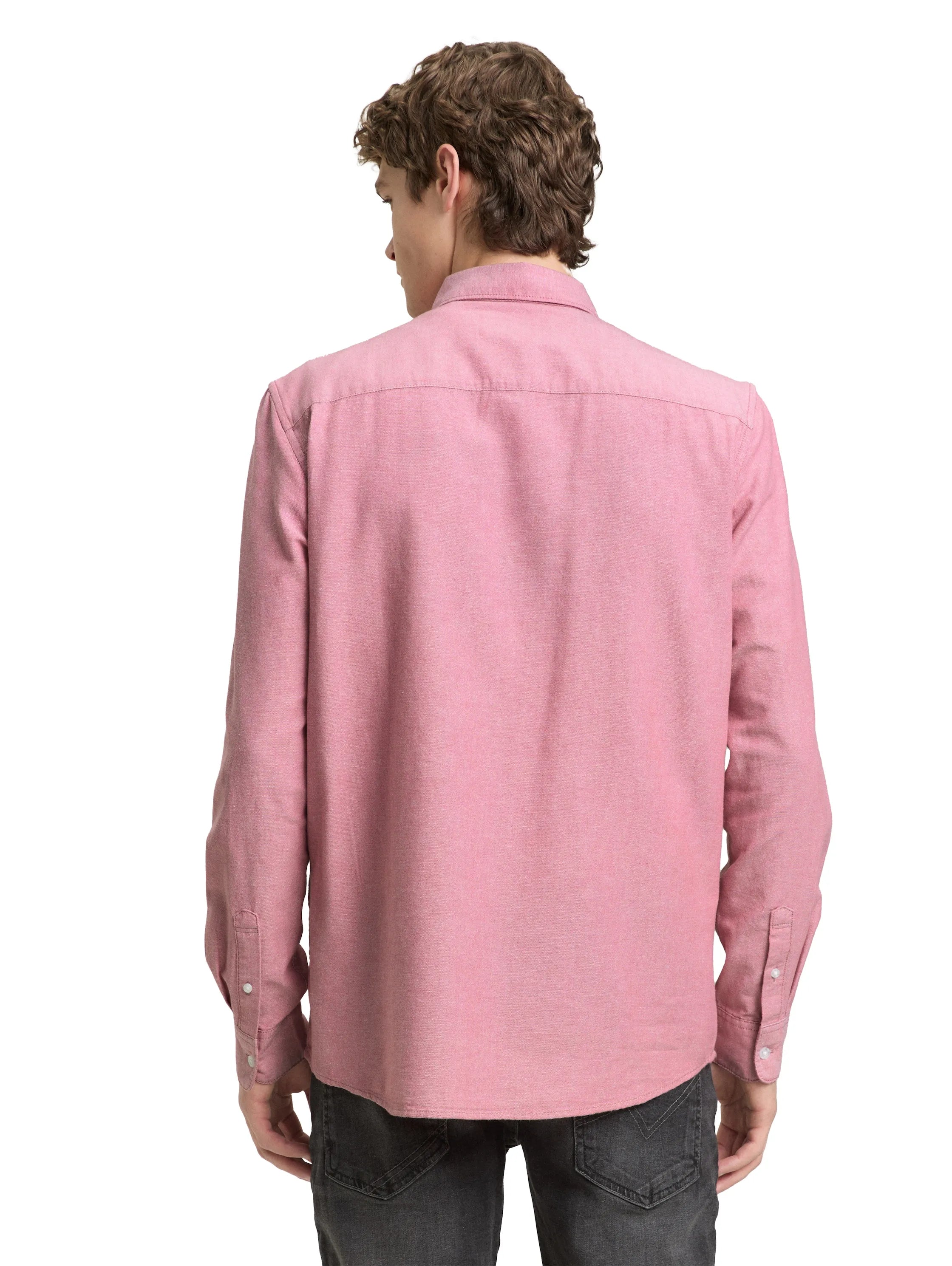 Denim Tom Tailor Baroque Rose Chambray Men Oxford Shirt with Logo Embroidery SKU: 1049661_39533 Image 02