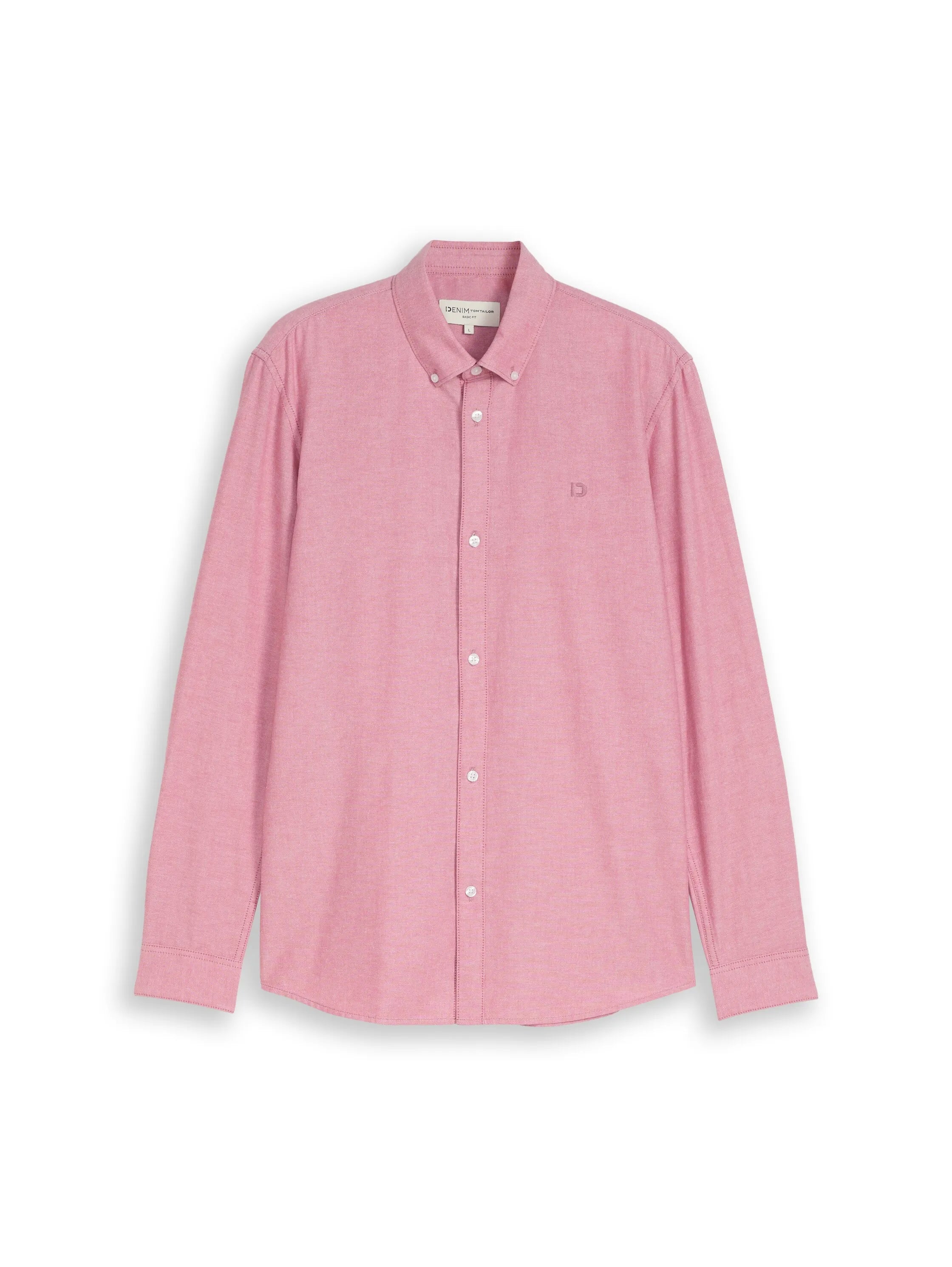 Denim Tom Tailor Baroque Rose Chambray Men Oxford Shirt with Logo Embroidery SKU: 1049661_39533 Image 06