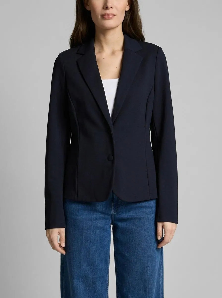 Tom Tailor Sky Captain Blue Women Slim Fit Blazer with Slit Pockets SKU: 1049772_10668 Image 00