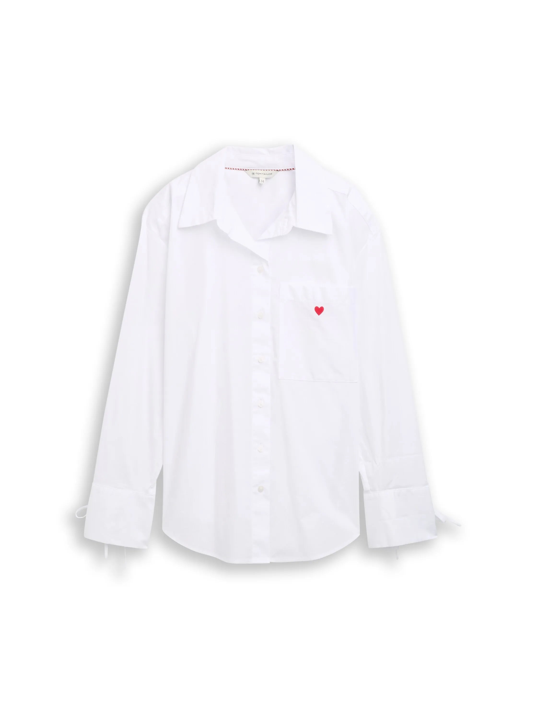 Tom Tailor White Women Oversized Shirt Blouse with Heart Embroidery SKU: 1049800_20000 Image 06