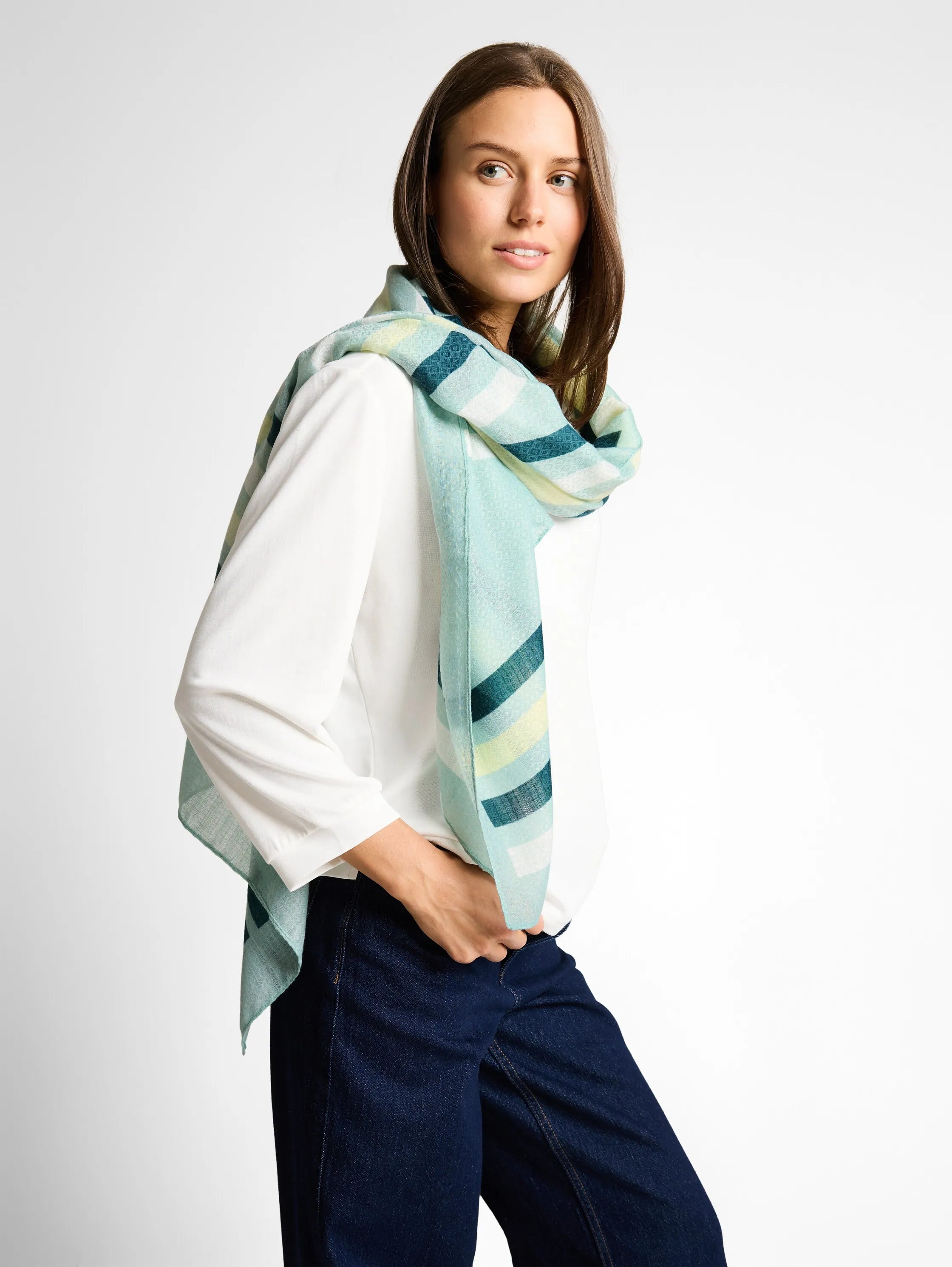 Tom Tailor Mint Wording Scarf Women Scarf with Print SKU: 1049857_40140 Image 01