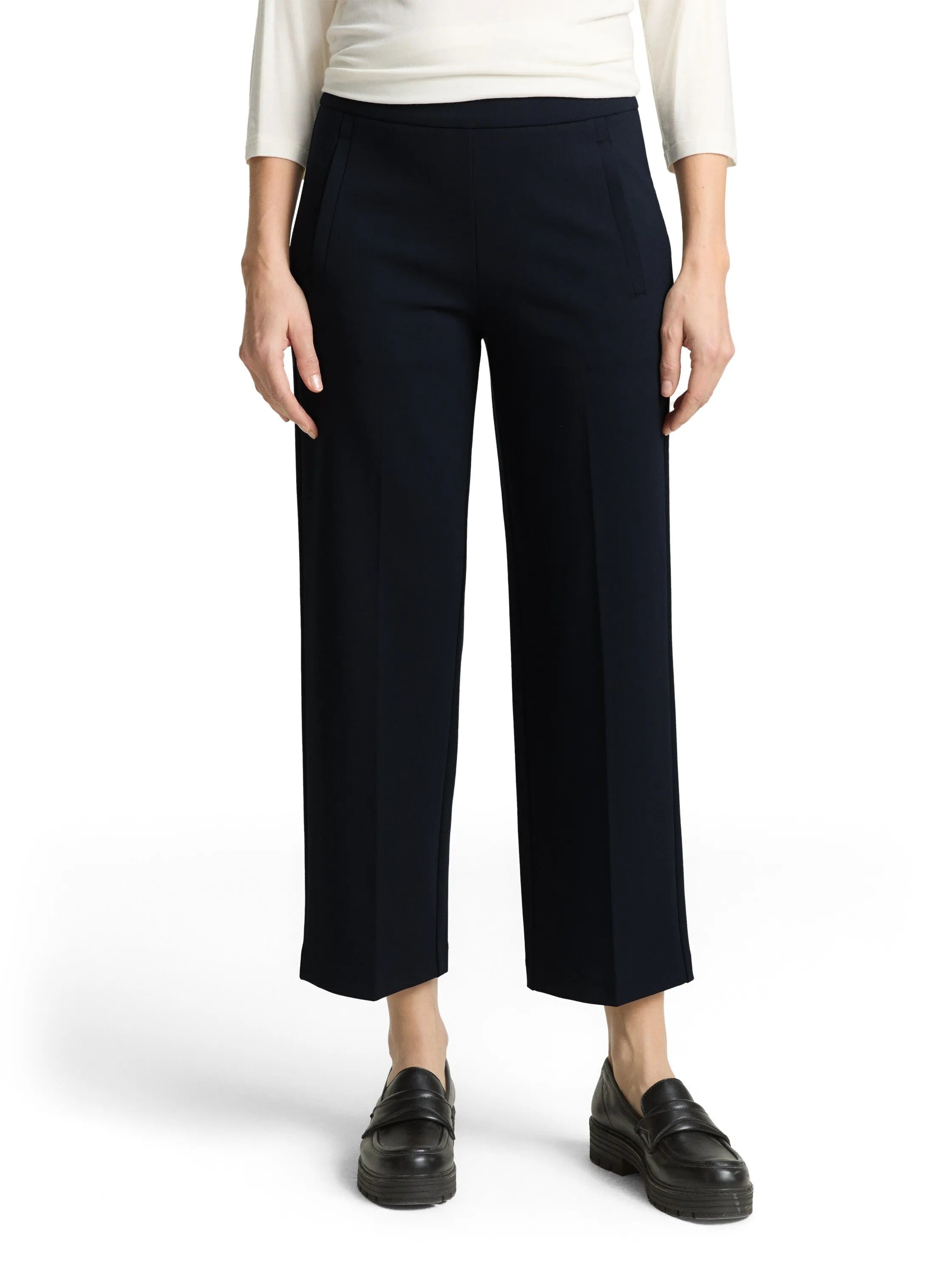Tom Tailor Sky Captain Blue Women Ttmia Straight Cropped Trousers SKU: 1049981_10668 Image 01