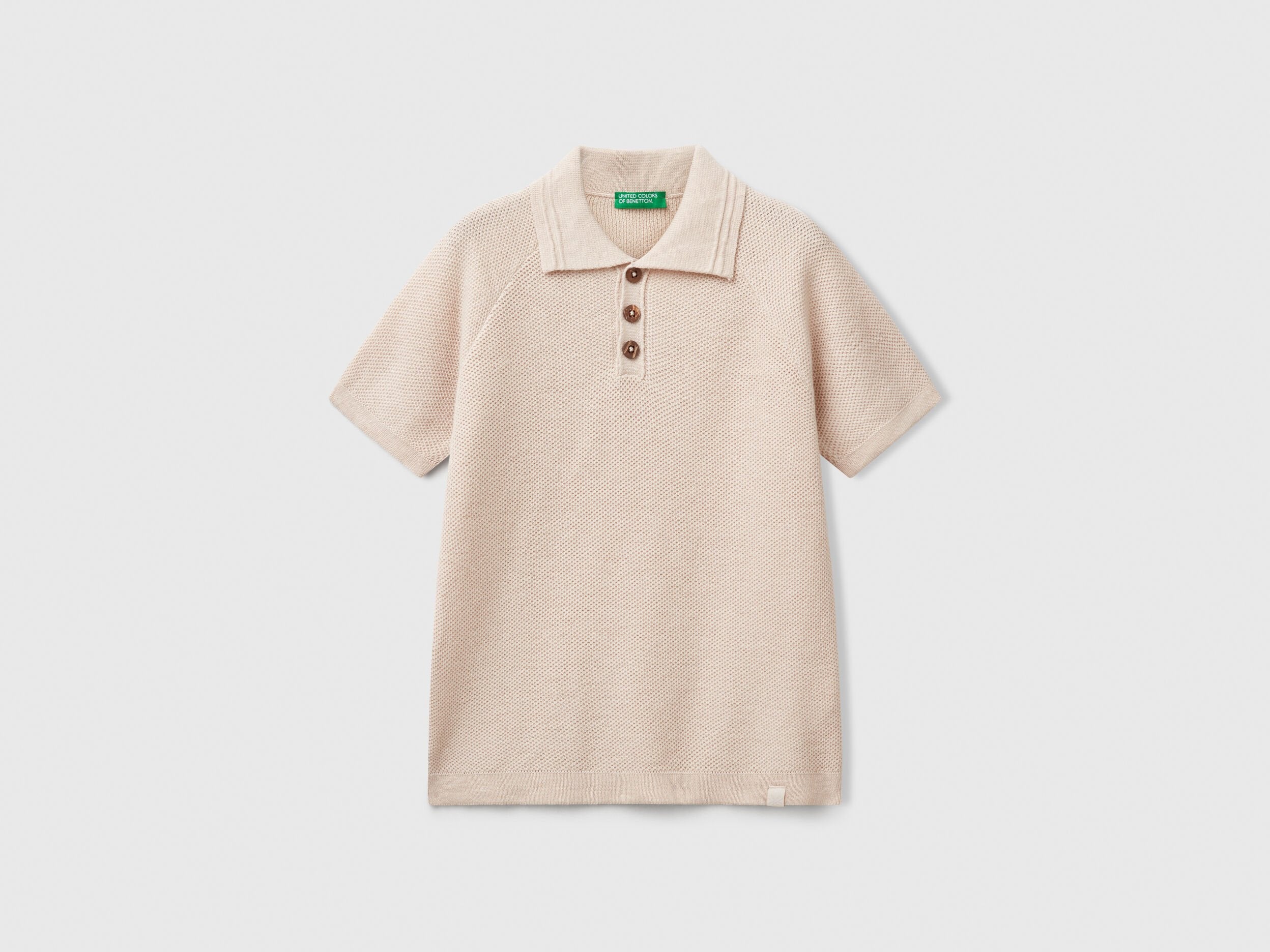 Benetton_Short Sleeve Polo in Linen Blend_104NC3005_752_01
