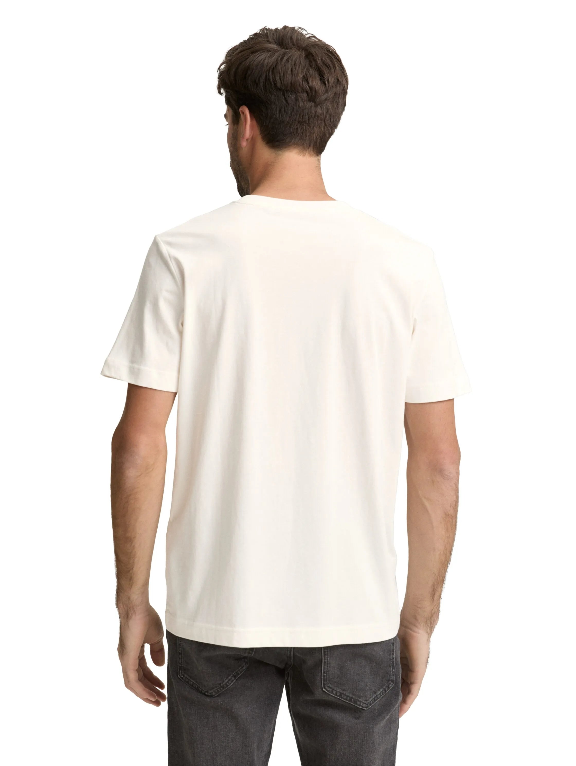 Tom Tailor Gardenia White Men T-Shirt with Logo Print SKU: 1050136_10348 Image 02