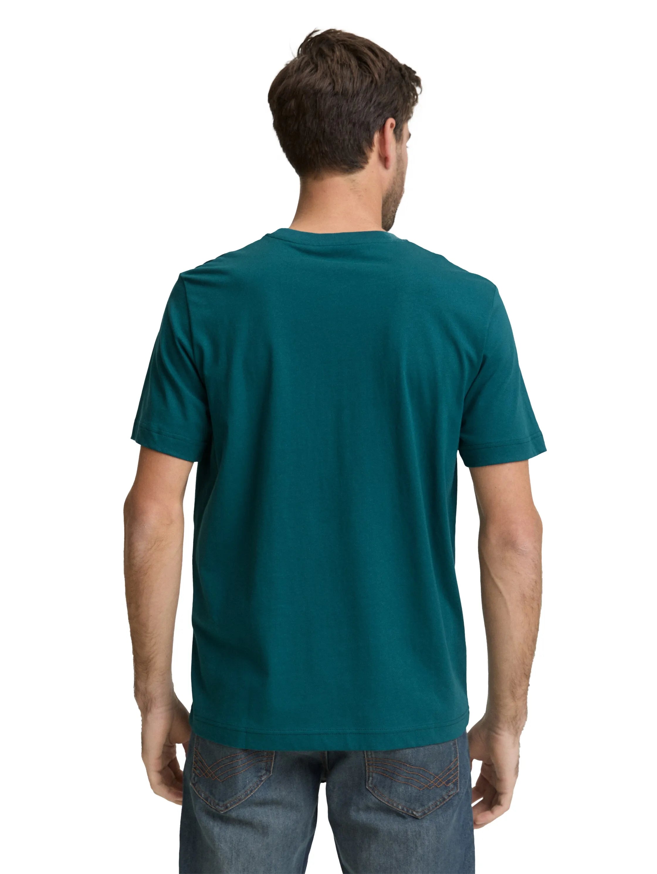 Tom Tailor Deep Meadow Green Men T-Shirt with Logo Print SKU: 1050136_12818 Image 02