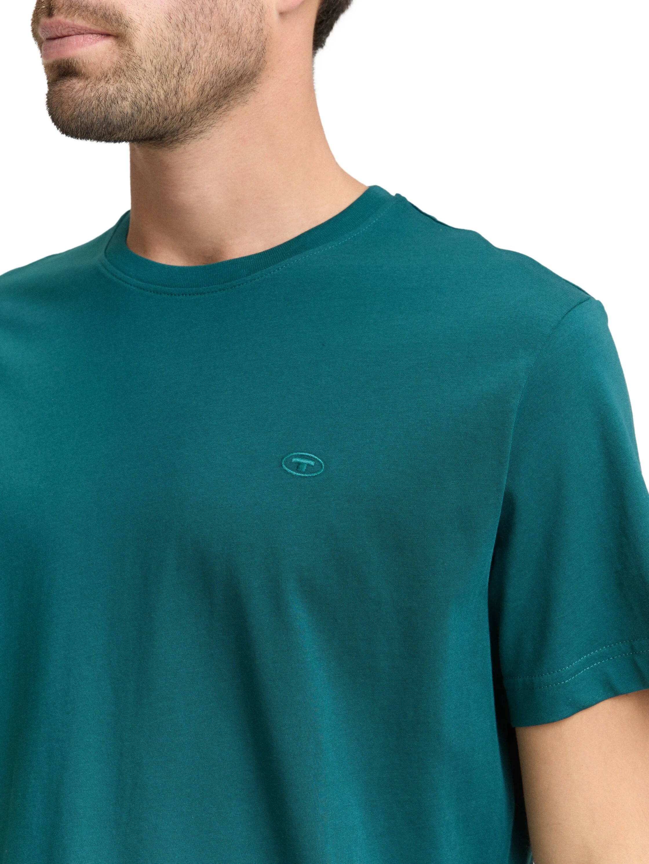 Tom Tailor Deep Meadow Green Men T-Shirt with Embroidered Logo SKU: 1050139_12818 Image 04