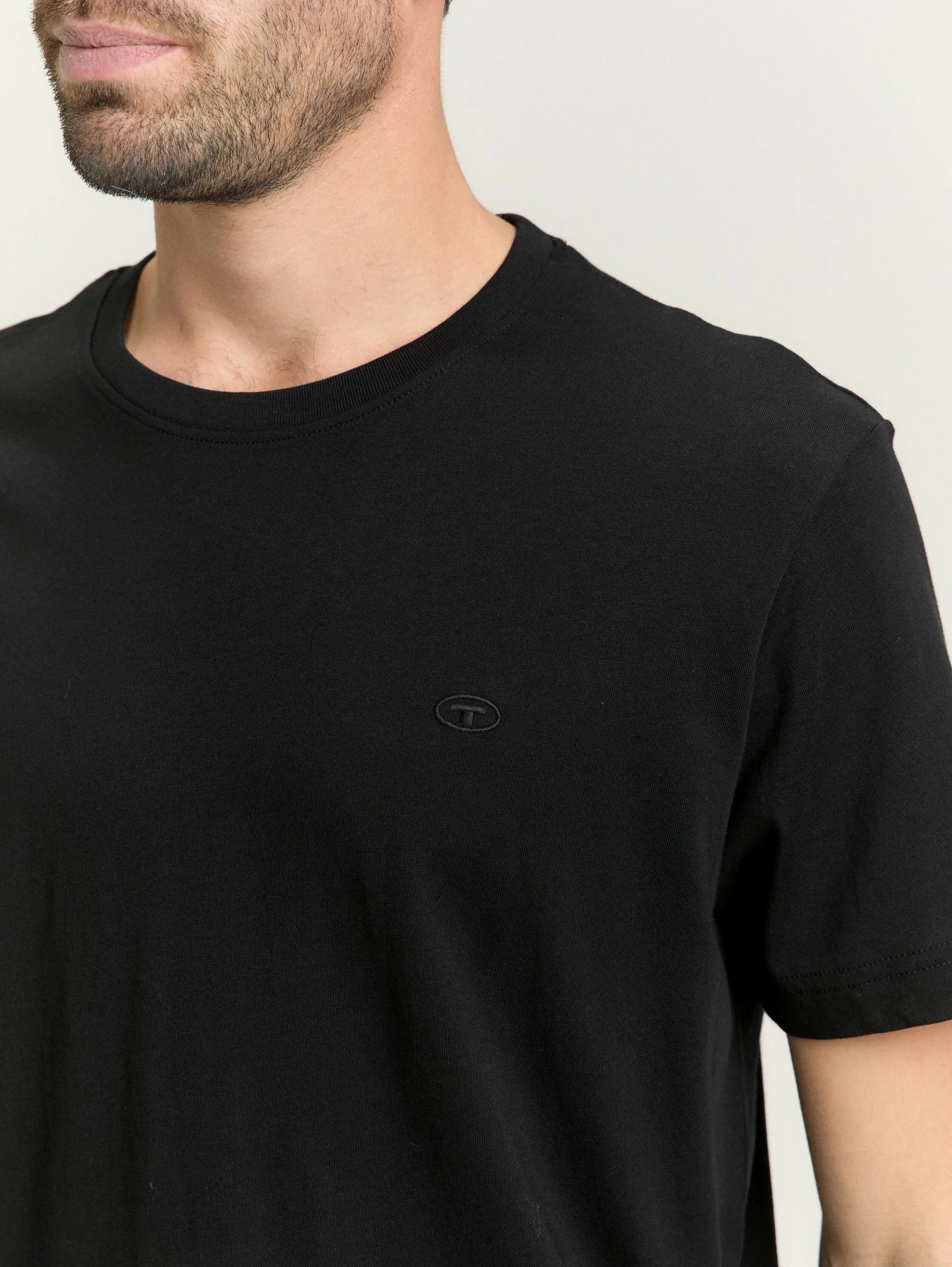 Tom Tailor Black Men T-Shirt with Embroidered Logo SKU: 1050139_29999 Image 03