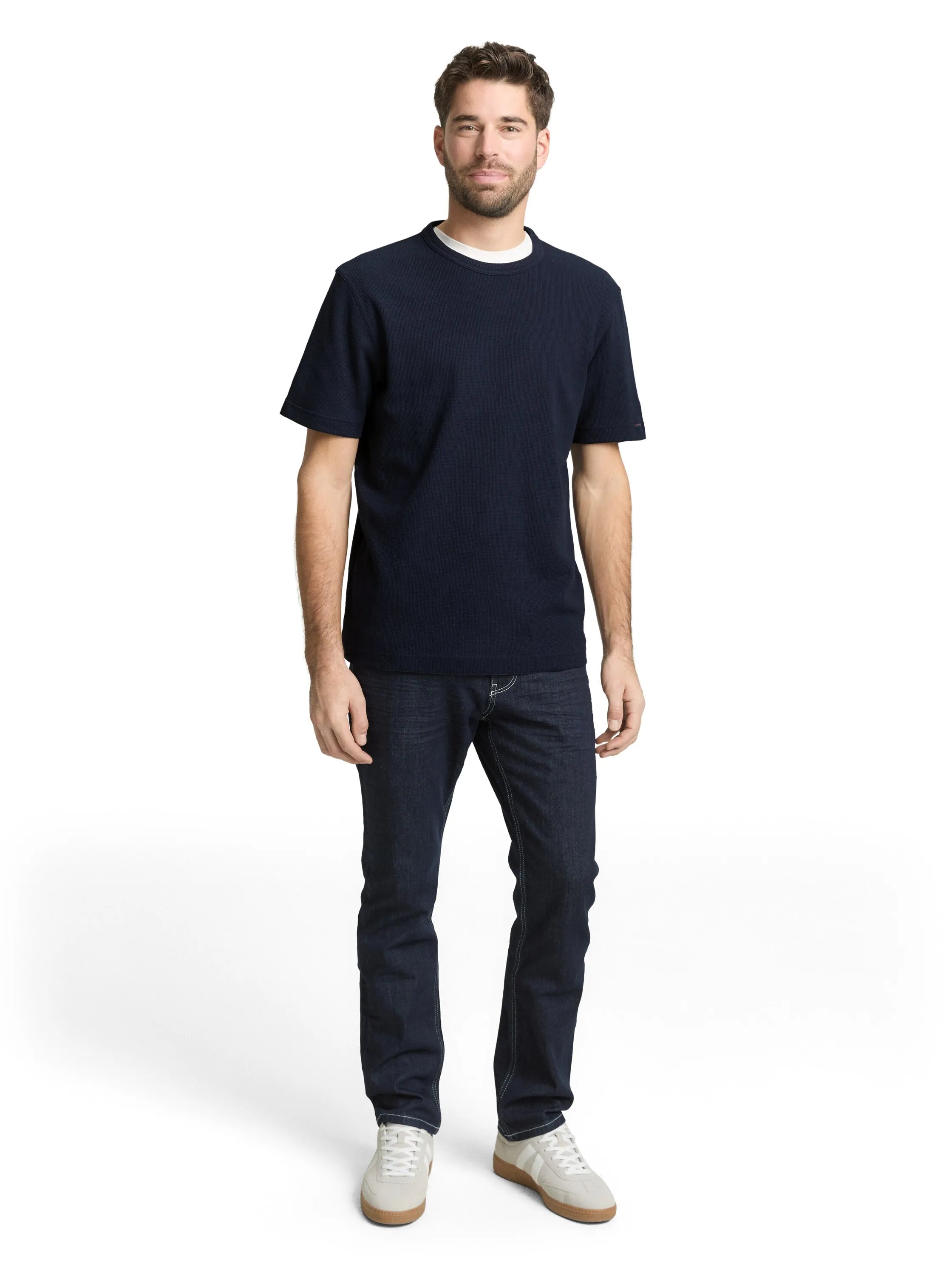 Tom Tailor Sky Captain Blue Men T-Shirt with Waffle Texture SKU: 1050142_10668 Image 01