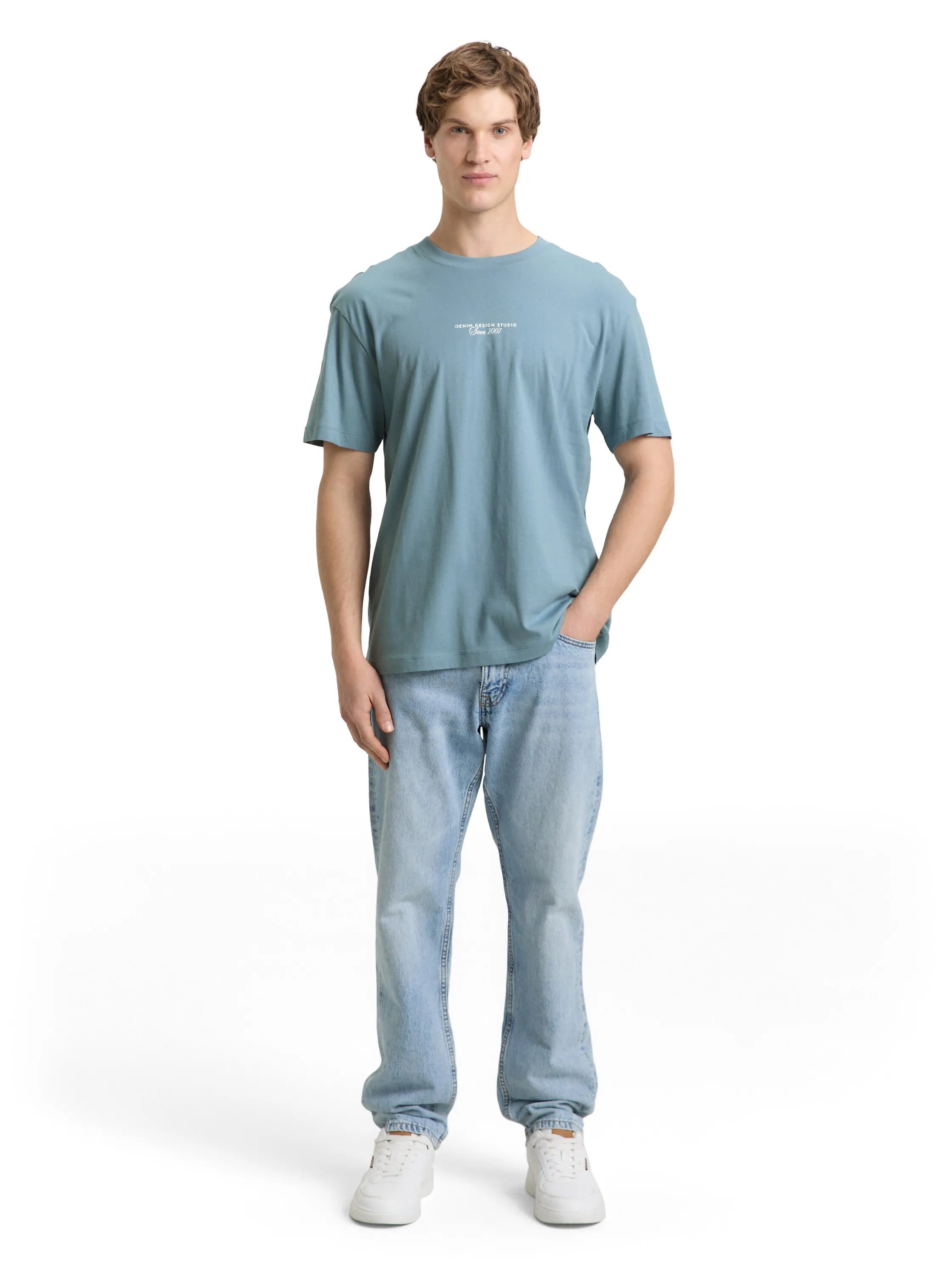 Denim Tom Tailor Citadel Blue Men Relaxed Fit T-Shirt with Back Print SKU: 1050262_30118 Image 01