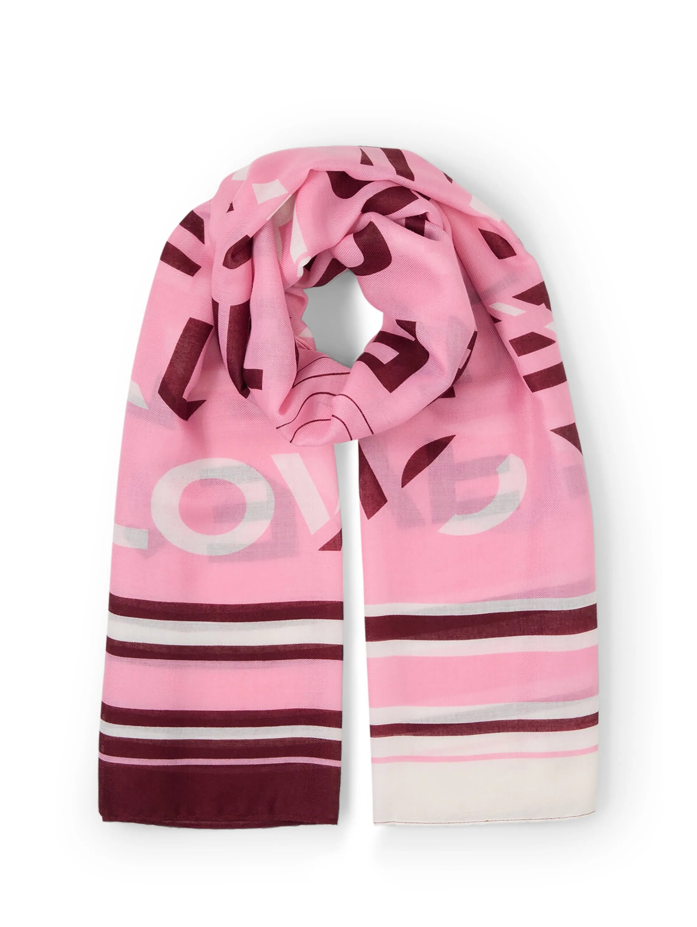 Denim Tom Tailor Red Pink Heart Design Women Scarf with Lettering SKU: 1050389_39889 Image 03