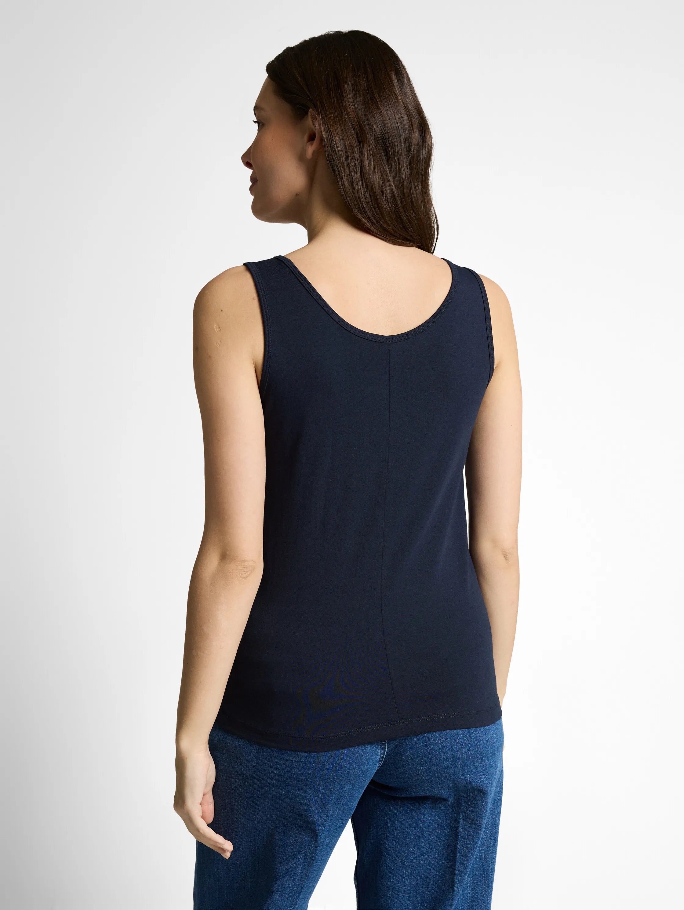 Tom Tailor Sky Captain Blue Women Slim-Fit Top with a Round Neckline SKU: 1050431_10668 Image 02