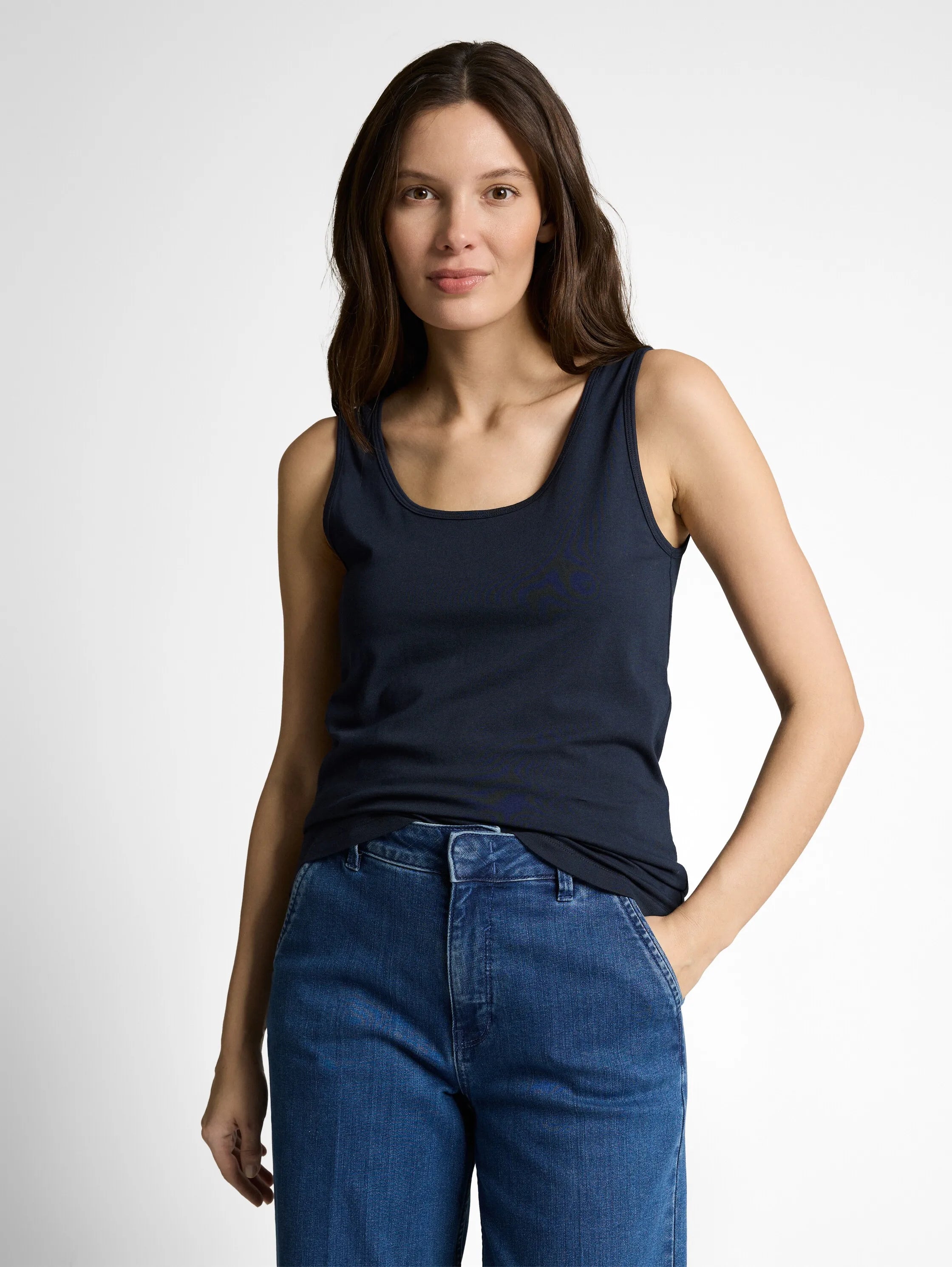 Tom Tailor Sky Captain Blue Women Slim-Fit Top with a Round Neckline SKU: 1050431_10668 Image 04