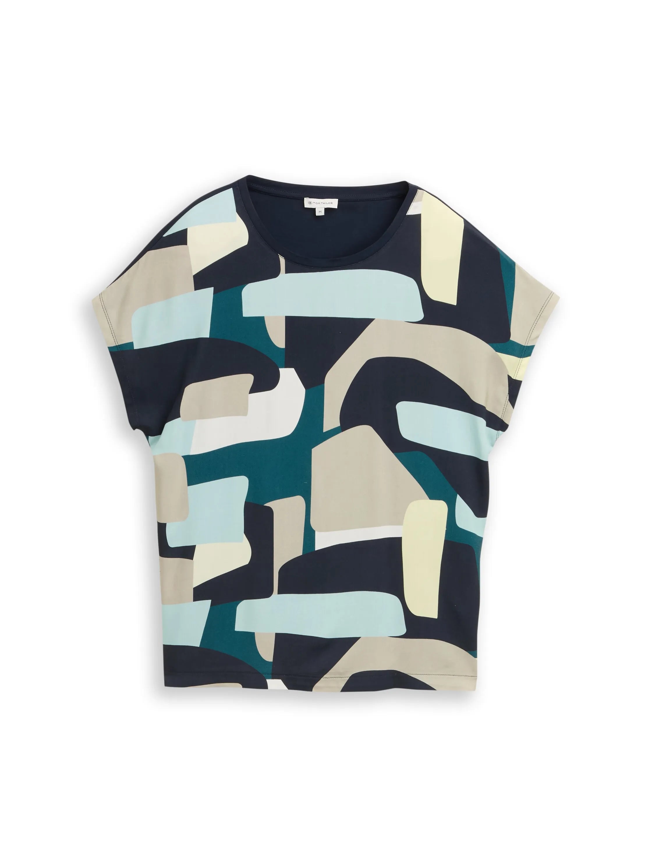 Tom Tailor Abstract Stripe Print Women T-Shirt in a Mix of Materials SKU: 1050445_39722 Image 06