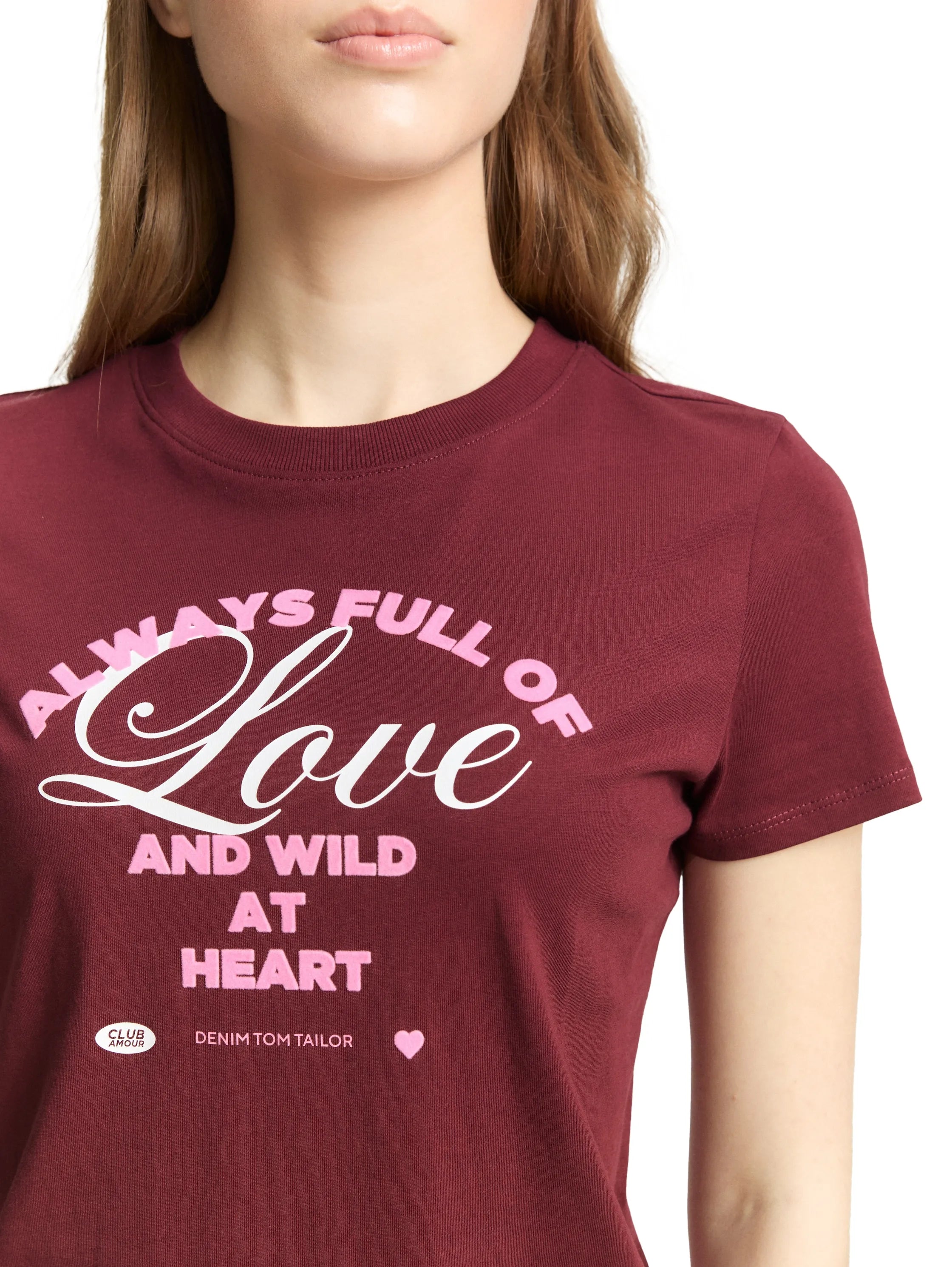 Denim Tom Tailor Tawny Port Red Women Cotton T-Shirt SKU: 1050484_10574 Image 04