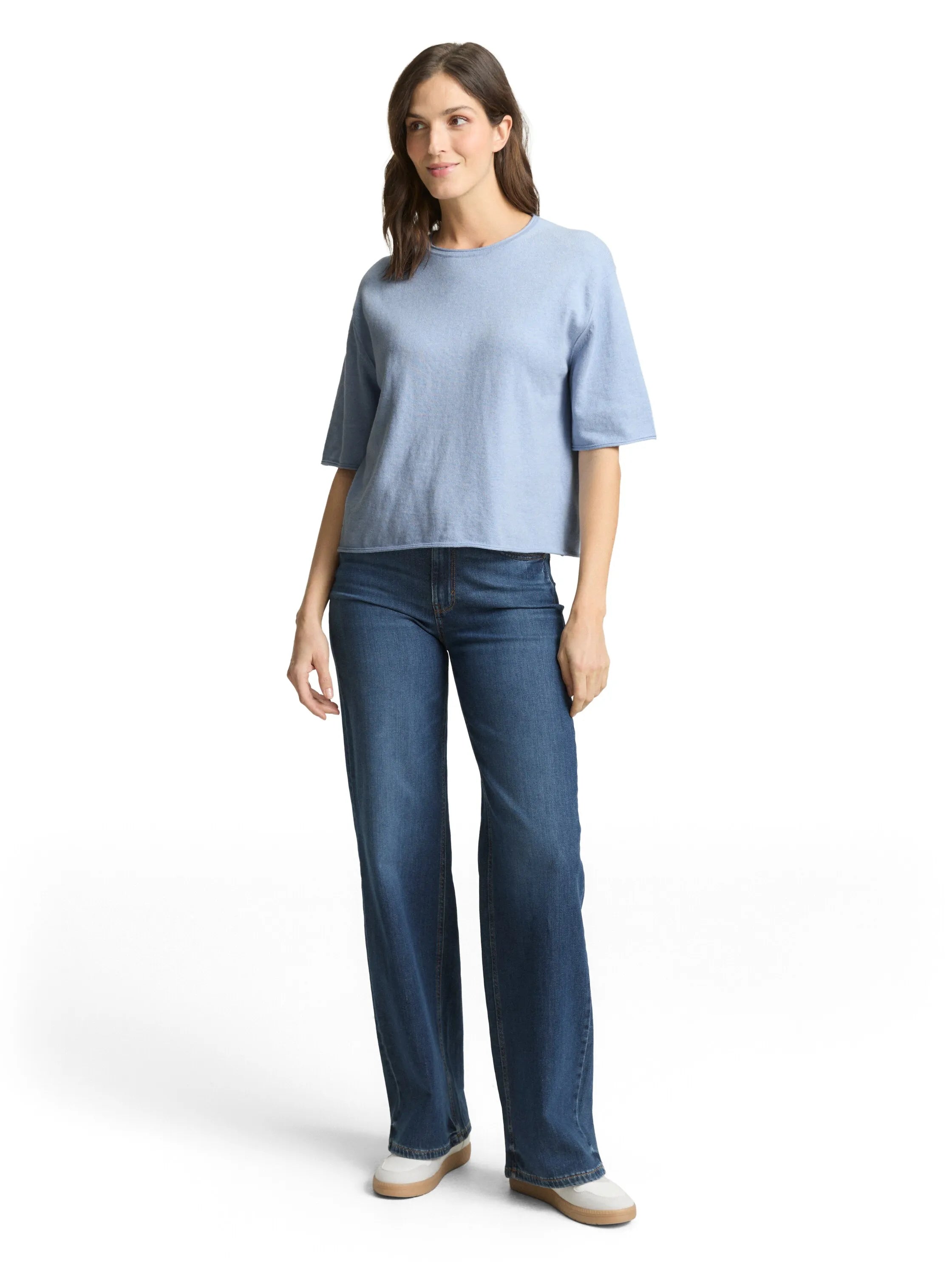 Tom Tailor Kentucky Blue Melange Women Loose Fit Knitted Jumper with Cashmere Blend SKU: 1050541_36520 Image 01