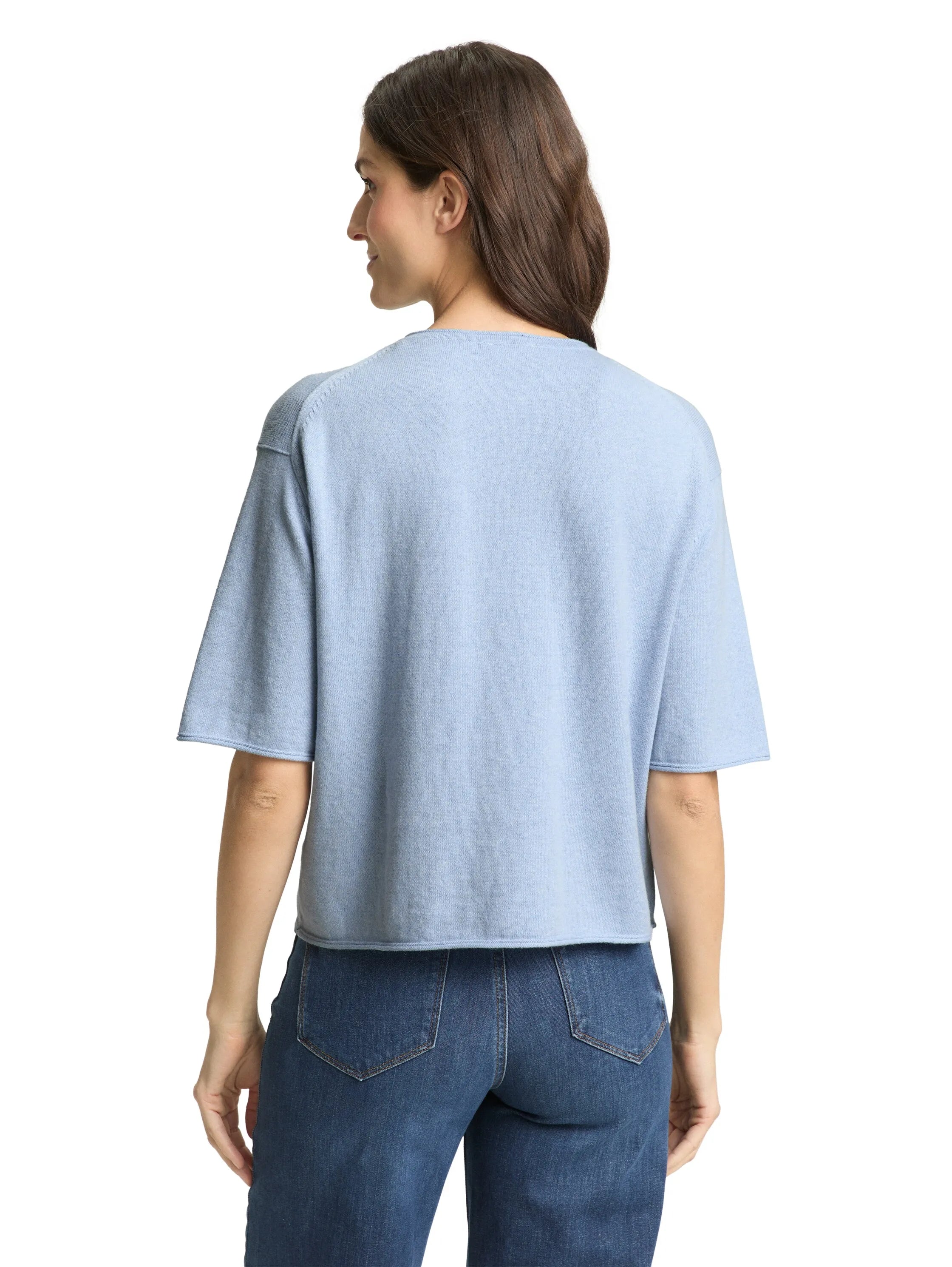 Tom Tailor Kentucky Blue Melange Women Loose Fit Knitted Jumper with Cashmere Blend SKU: 1050541_36520 Image 02