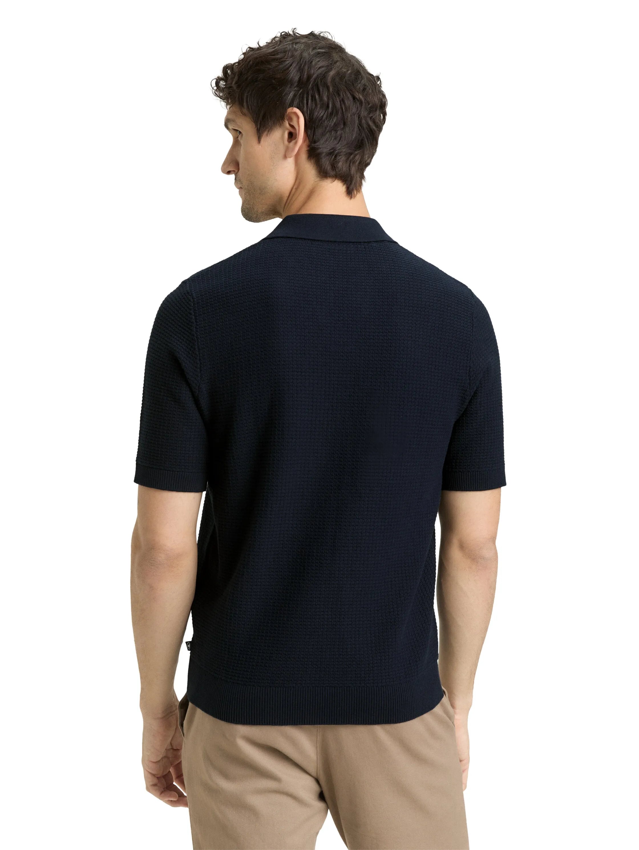 Tom Tailor Sky Captain Blue Men Knitted Jumper with Polo Collar SKU: 1050756_10668 Image 02