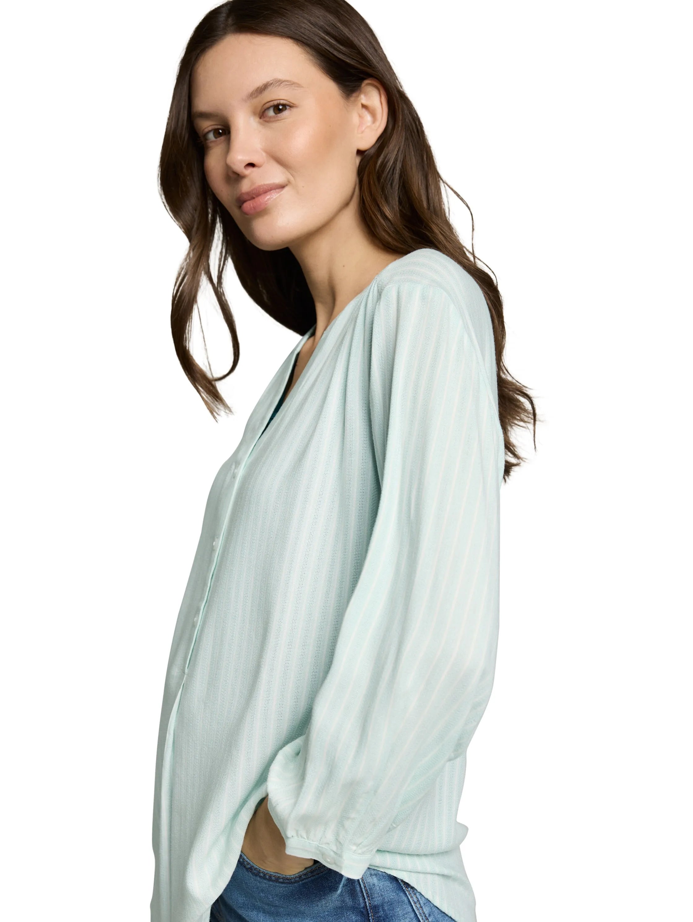 Tom Tailor Blue Haze White Stripe Women Striped Blouse SKU: 1050771_39661 Image 03