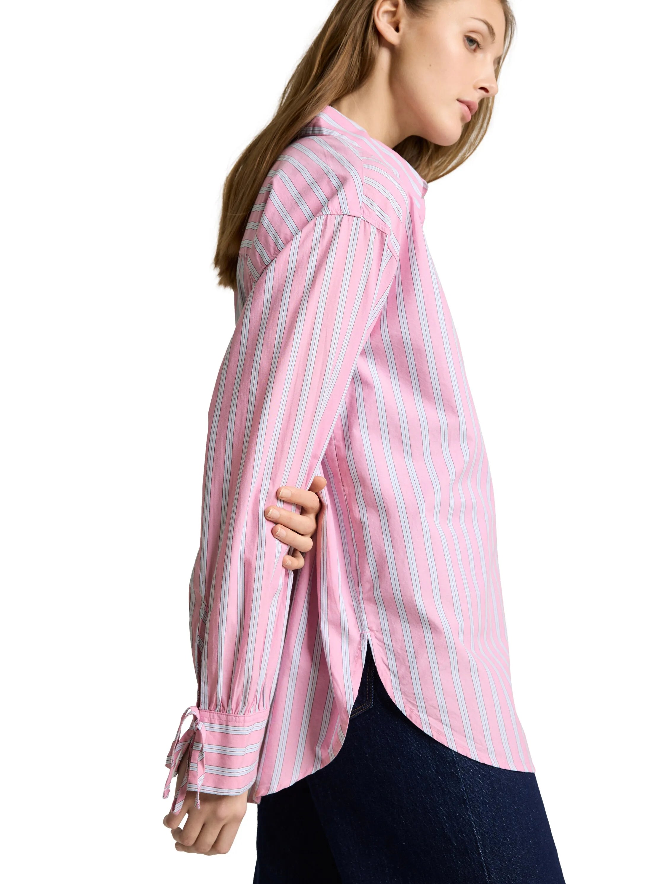 Denim Tom Tailor Pink Blue White Stripe Women Oversized Shirt Blouse with Striped Pattern SKU: 1050819_39471 Image 04