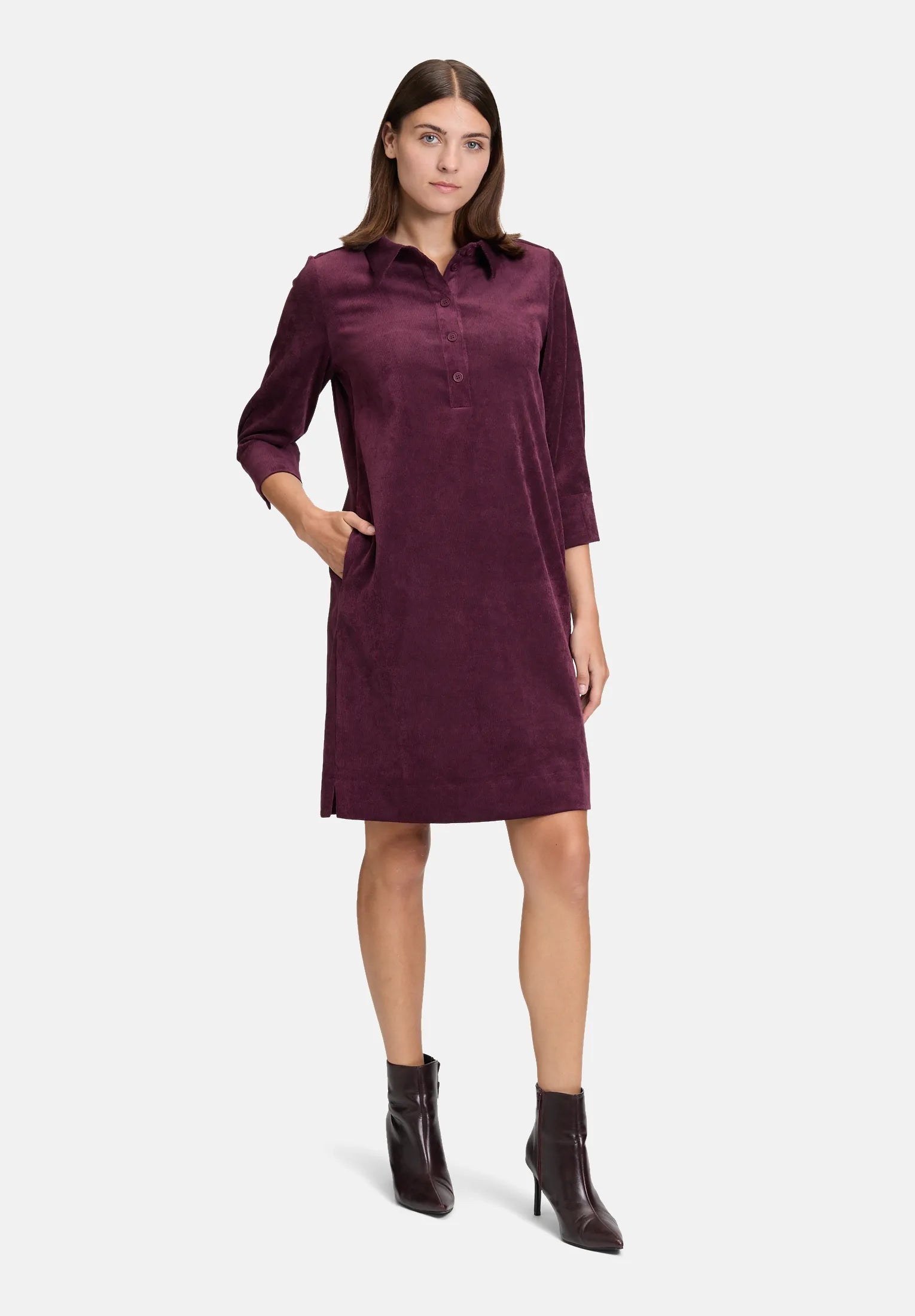 Betty Barclay_Dark Aubergine_Casual Collar Dress_1065-3650_4685_02