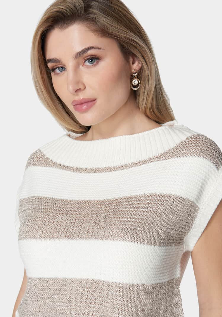 Drop Shoulder Sequin Detail Sweater Top_107174_White Alyssum-Taupe_04