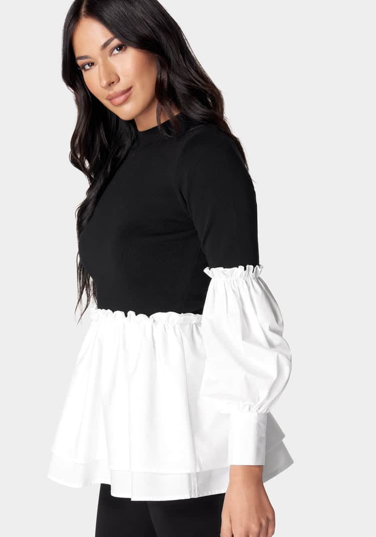 Poplin Combo Mock Neck Sweater_107878_Black-White Alyssum_02