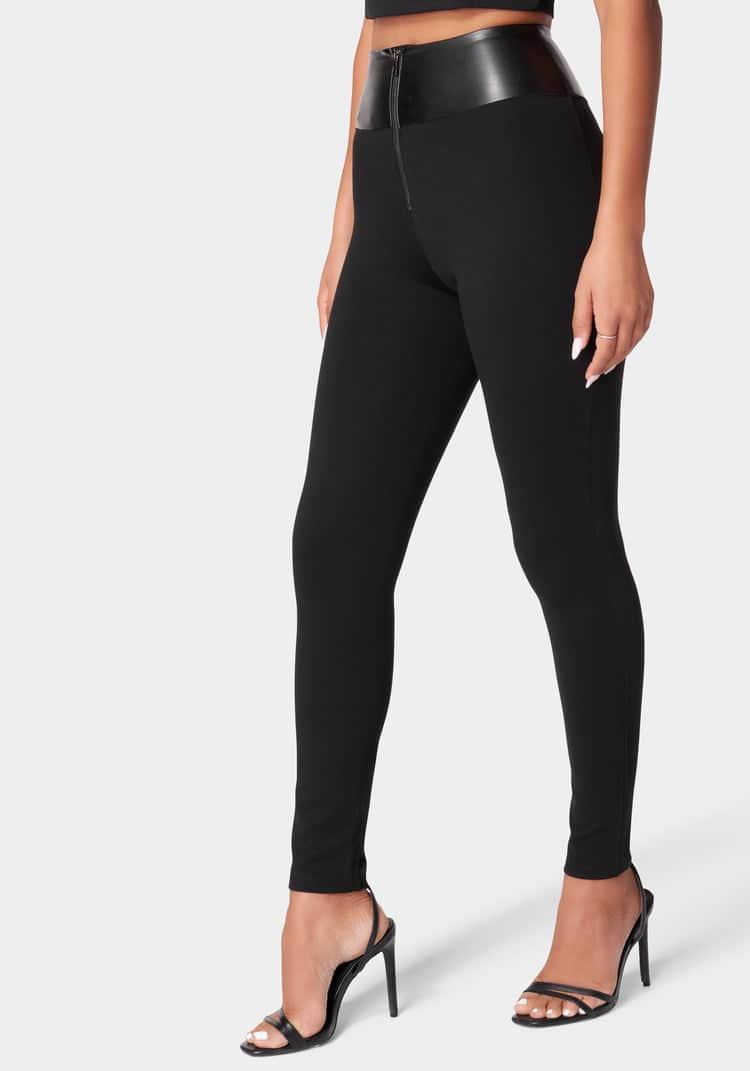 High Waisted Vegan Leather Waist Band Pdr Legging_107880_BLACK_01