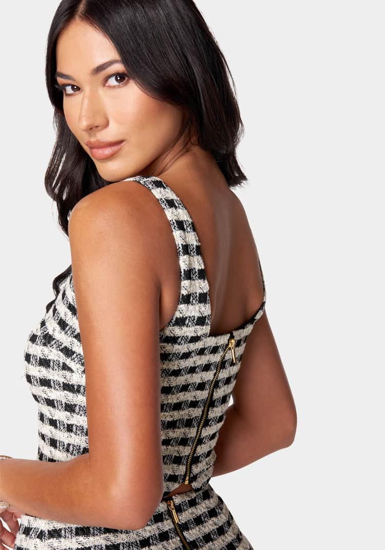 Stretch Boucle Buttoned Top_107881_WHITE ALYSSUM-BLACK_03