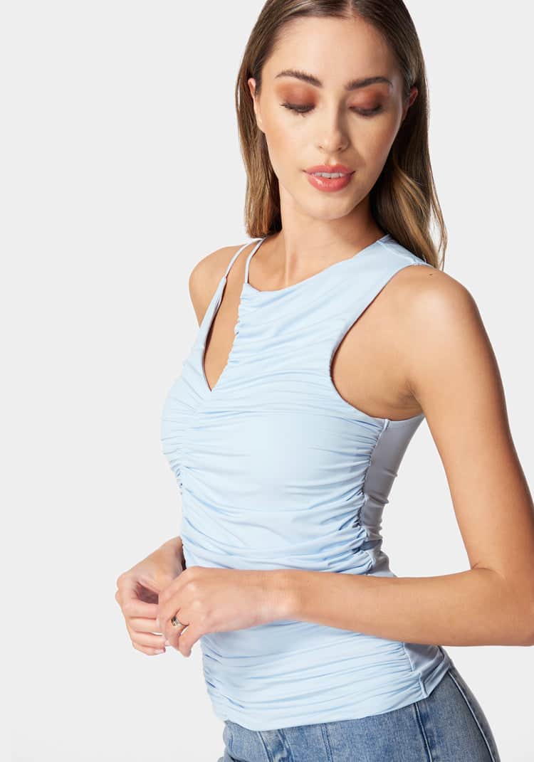 Slit Front Ruched Top_107883_CHAMBRAY BLUE_02