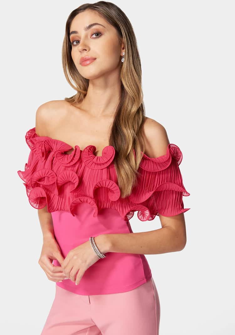 Off Shoulder Ruffle Top_107887_RASPBERRY SORBET_02