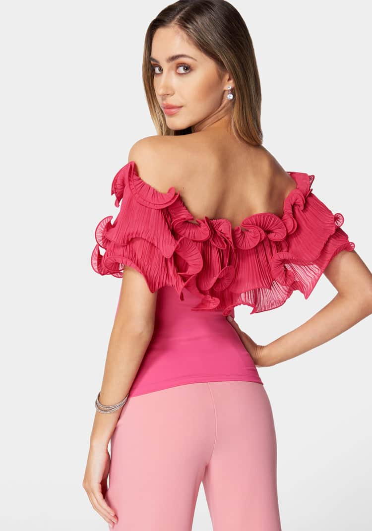 Off Shoulder Ruffle Top_107887_RASPBERRY SORBET_03