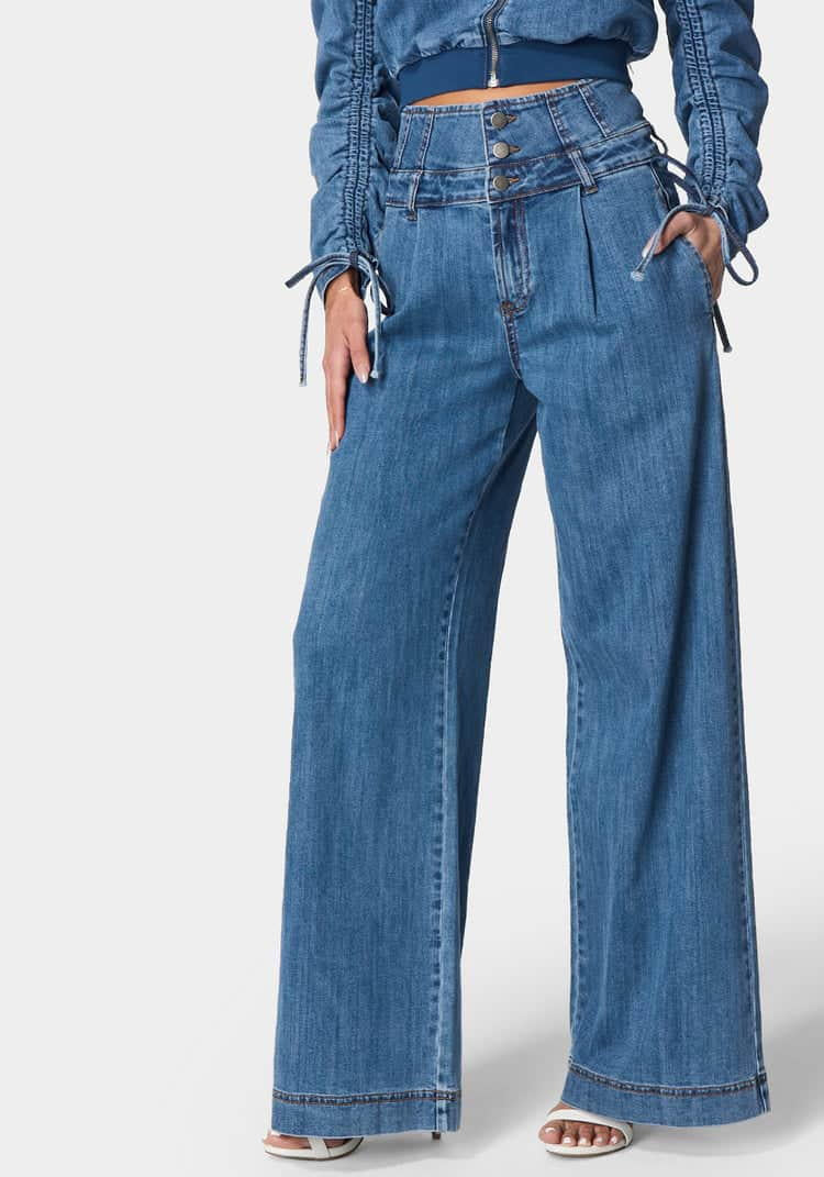 High Waisted Build Up Corset Ultra Wide Leg Jeans_107913_MEDIUM BLUE WASH_01