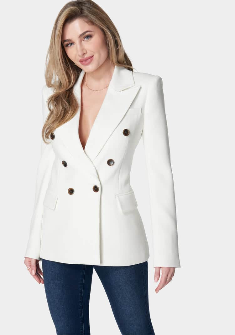 Double Breast Tailored Shoulder Jacket_107942_White Alyssum_01