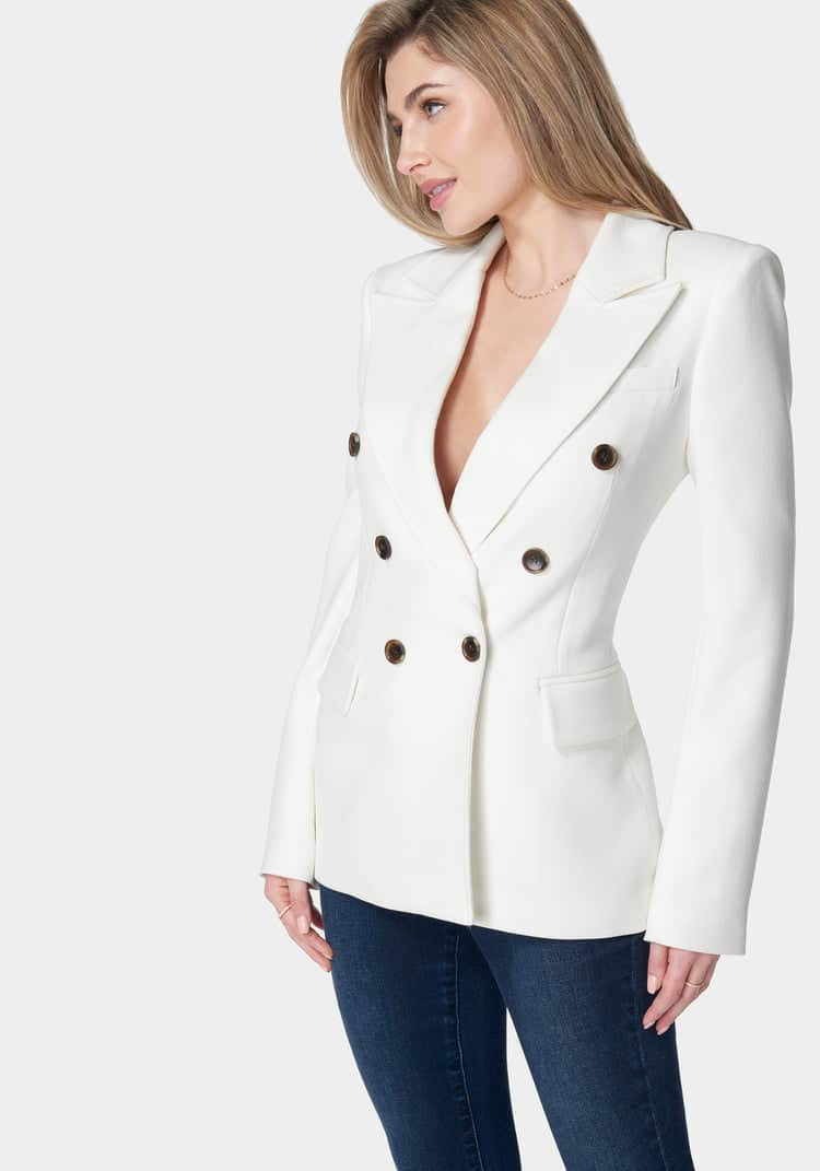 Double Breast Tailored Shoulder Jacket_107942_White Alyssum_02