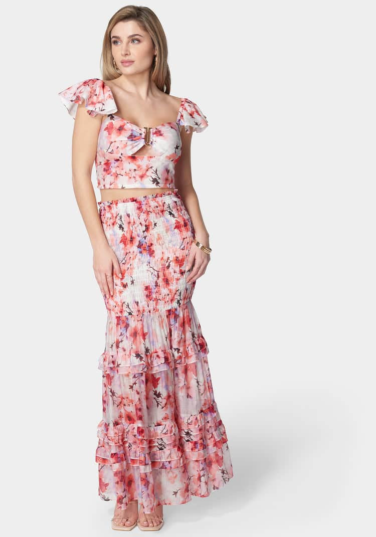 Ruffle Sleeve Metal Trim Printed Top_107958_River Blossom Print_02