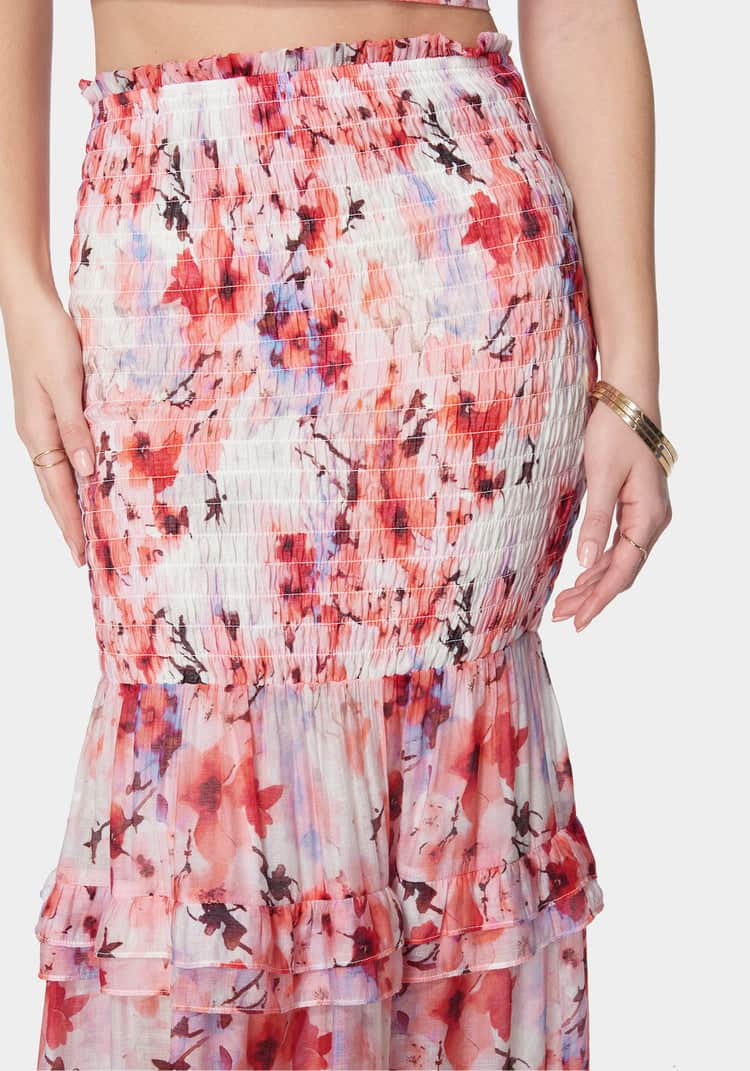 High Waist Smocked Ruffle Maxi Skirt_107959_River Blossom Print_04