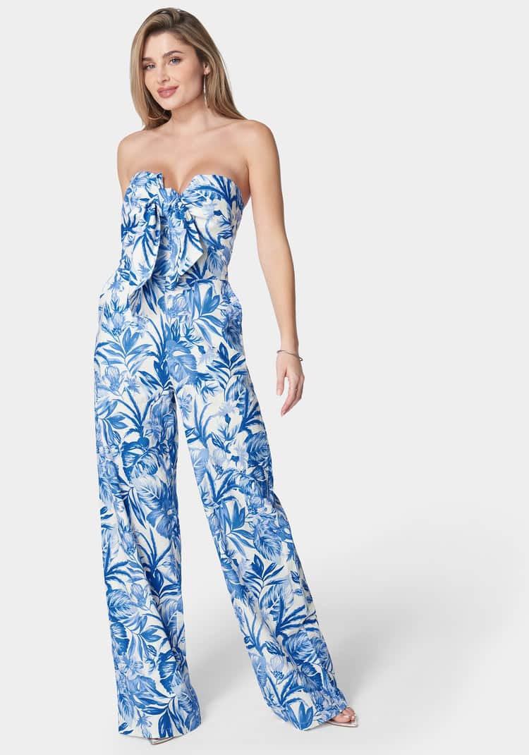 Linen Tie Front Ultra Wide Leg Jumpsuit_107964_Tropical Blue Print_01