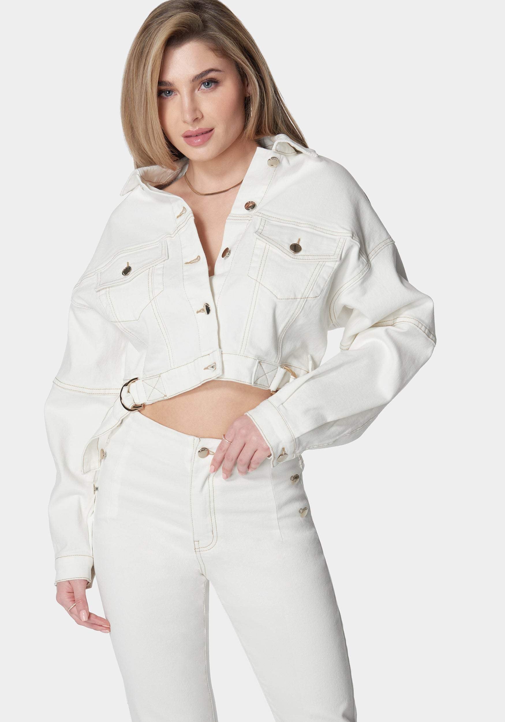 Dropped Shoulder D Ring Detail Oversized Denim Jacket_107968_Soft White Wash_01